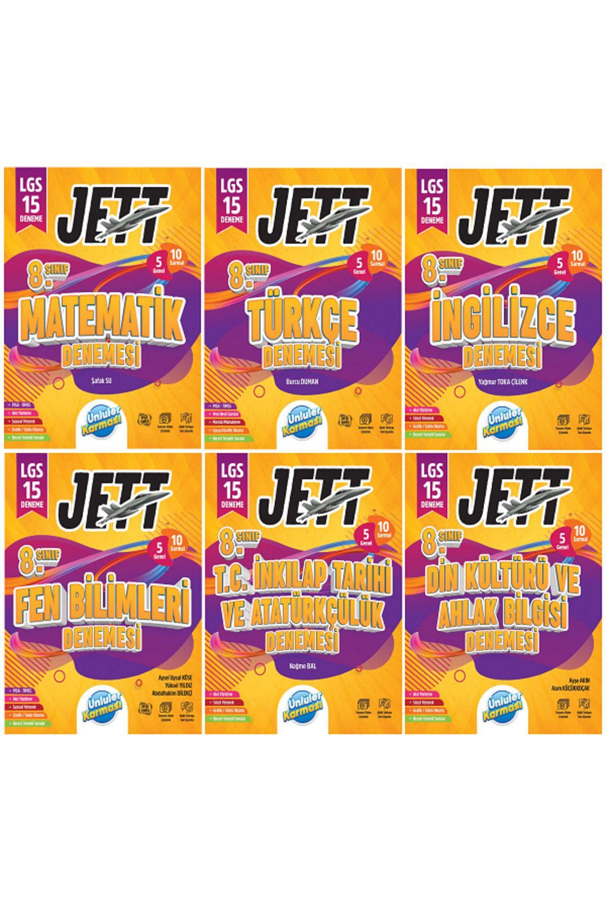 Efsane Yayınları 8.Sınıf Ünlüler Karması LGS Jett Matematik + Türkçe + Fen + İnkılap + Din Kültürü Denemeler /6 KİTAP