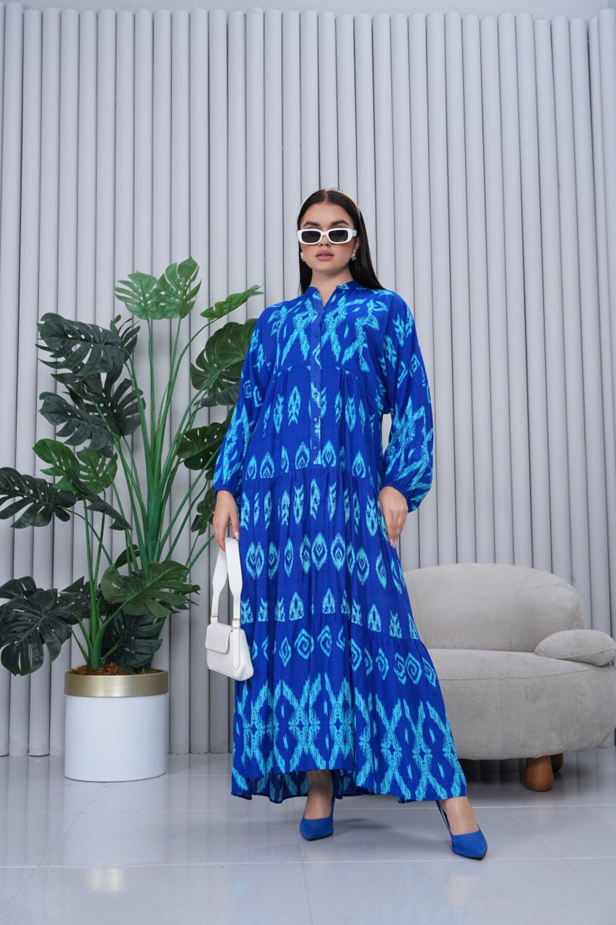 My Blog-Φόρεμα Saks Blue Mixed Pattern Plus Size - 3005 - 1 3