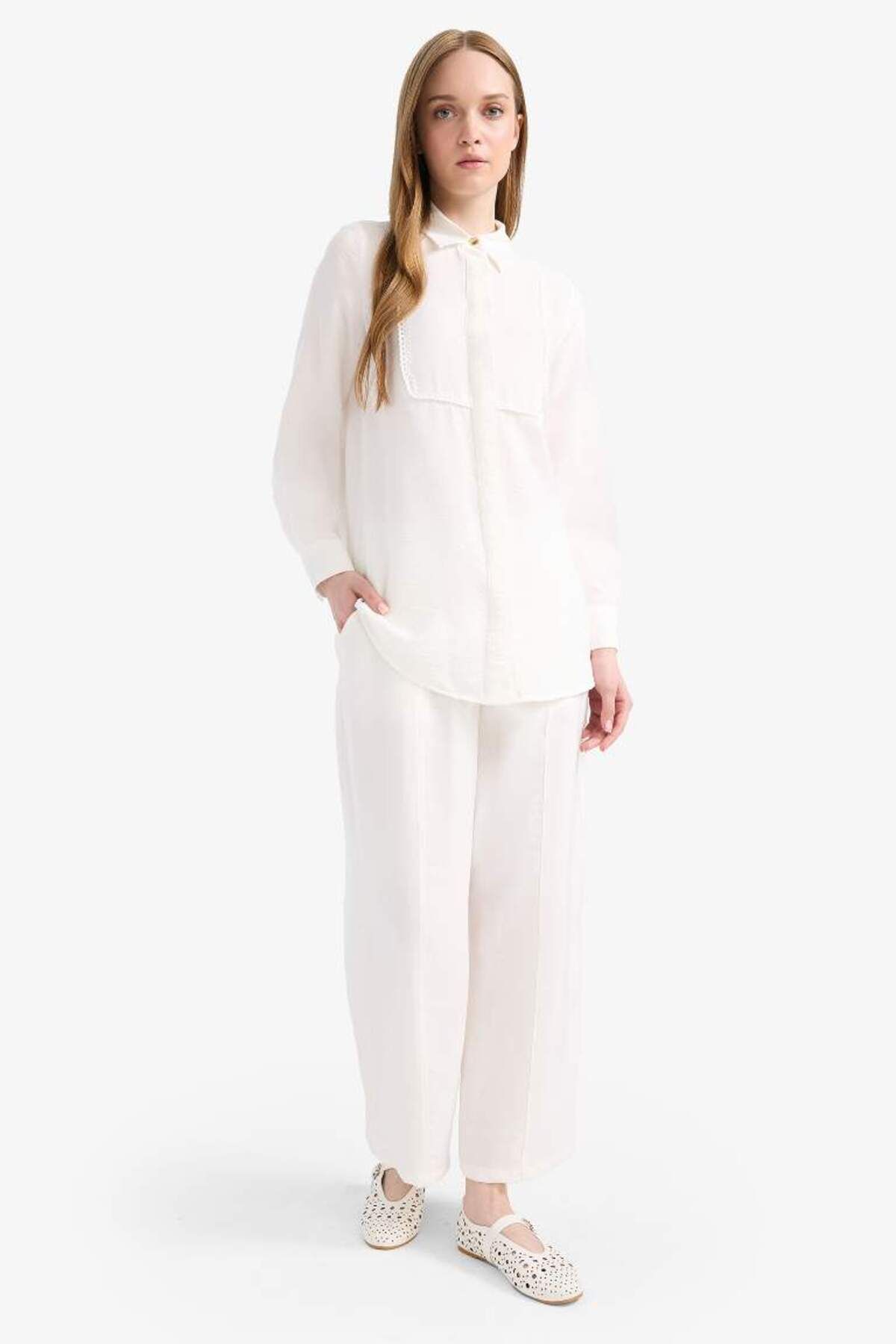 DeFacto-Flexible Waisted Basic Plain Modal Harem Pants F1370Ax25Sm 2