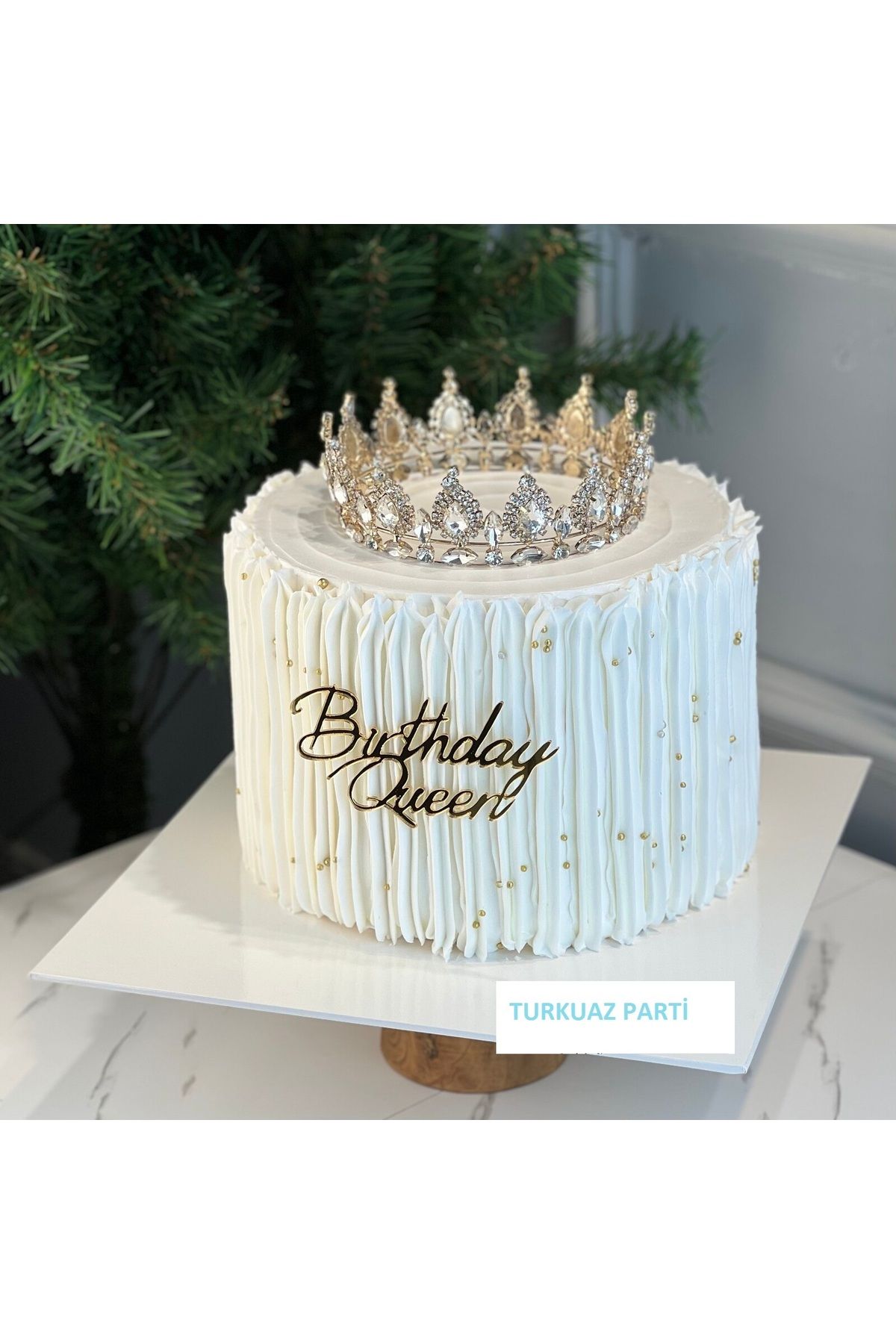 turkuaz parti BİRTHDAY QUEEN GOLD PASTA ÖNÜ PLEKSİ YAZI,PASTA YAZISI,DOĞUM GÜNÜ PLEKSİ,PASTA ÜSTÜ YAZI