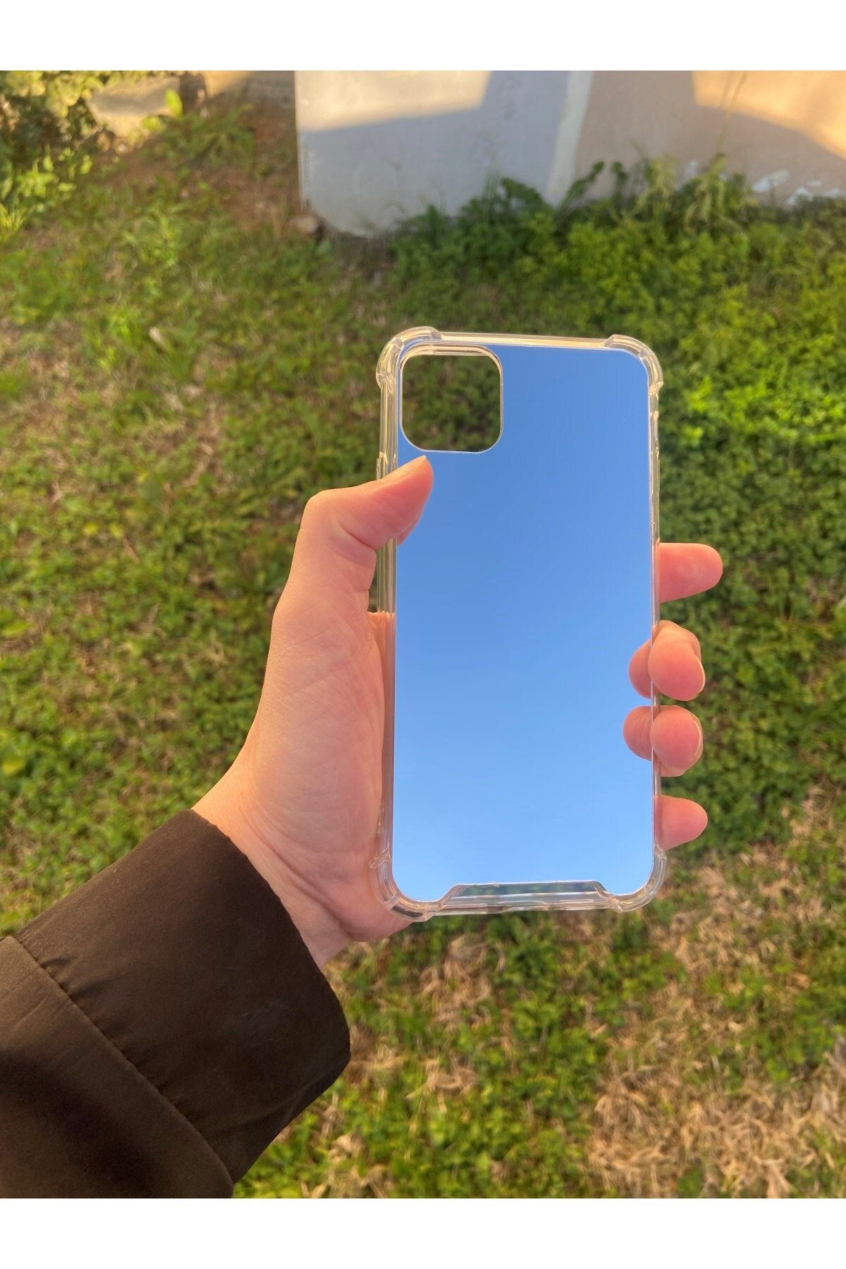 Tahtakale Toptancısı İphone 11 Pro Max Uyumlu Aynalı Desenli Darbe Kamera Korumalı Silikon Telefon Kılıfı
