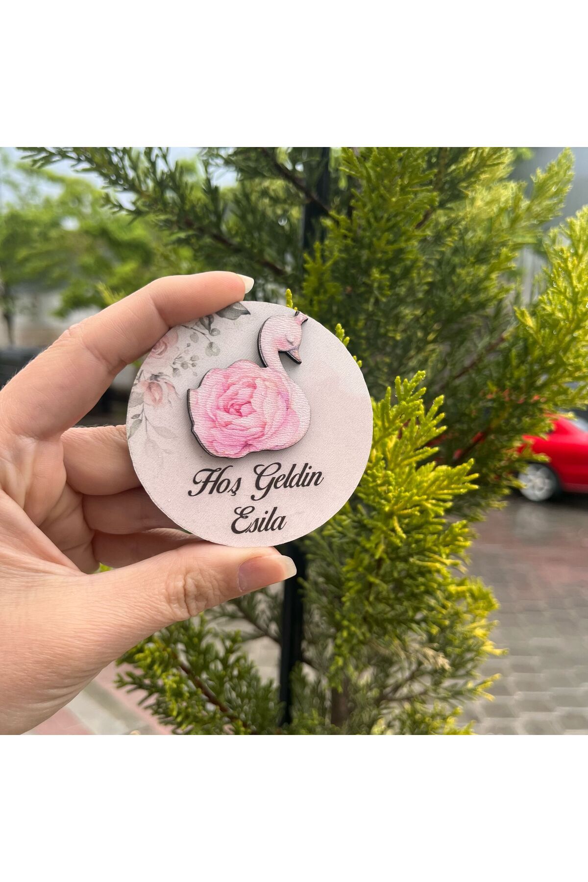fabriflow exclusive 25adet Kız Bebek Kuğu Çiçek Kabartmalı Hoşgeldin 1,2,3,4 Yaş Magnet Bebek Hediyelik