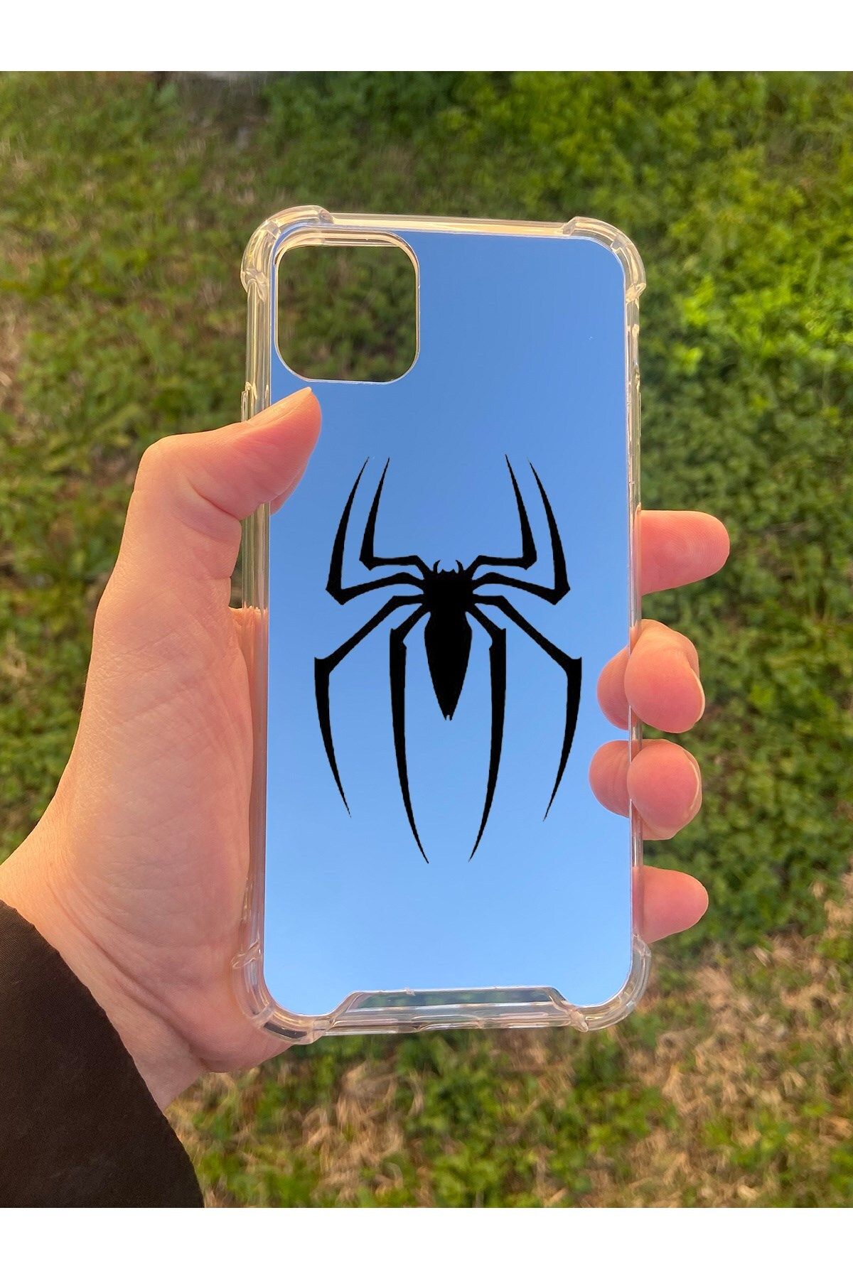 MBB ETİCARET İphone 11 Pro Max Uyumlu Aynalı Örümcek Desenli Darbe Kamera Korumalı Silikon Telefon Kılıfı