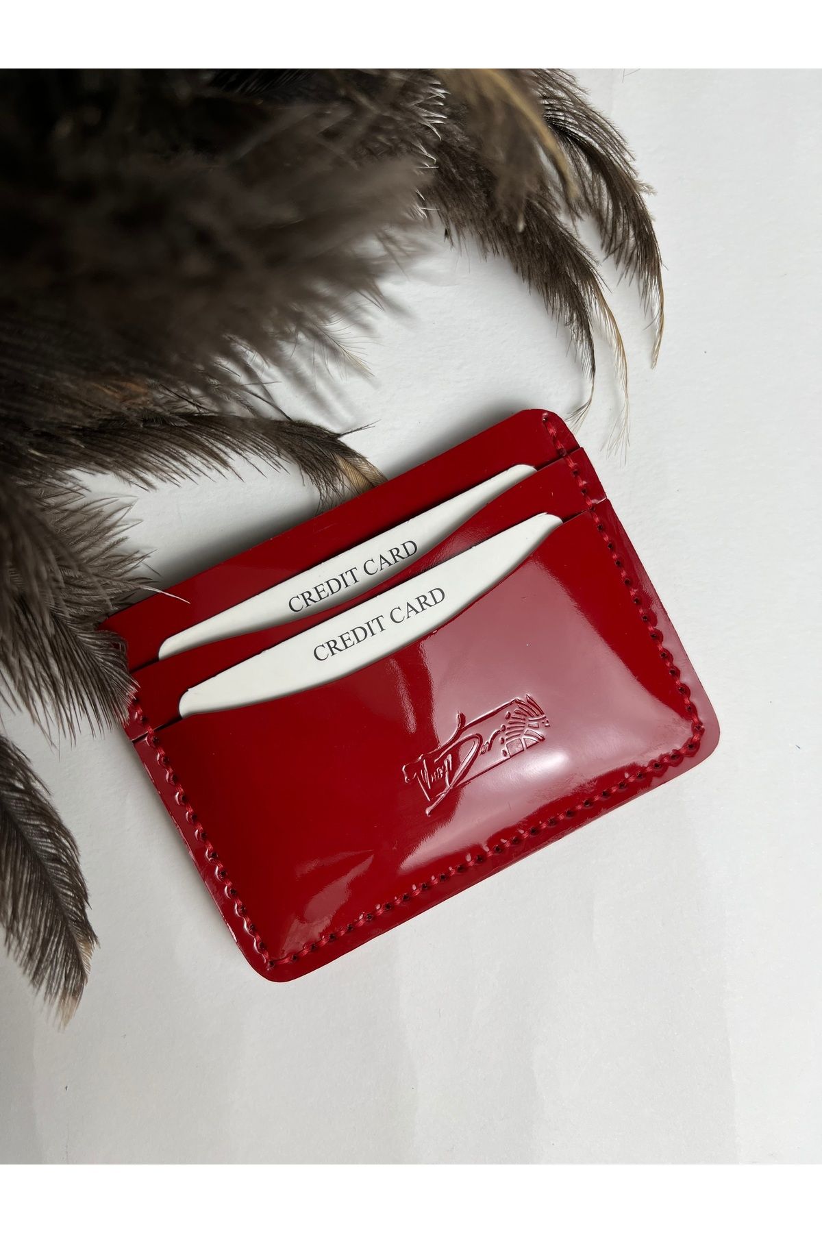 TROYDER Hakiki Deri Rugan Unisex Kartlık Kırmızı Renk