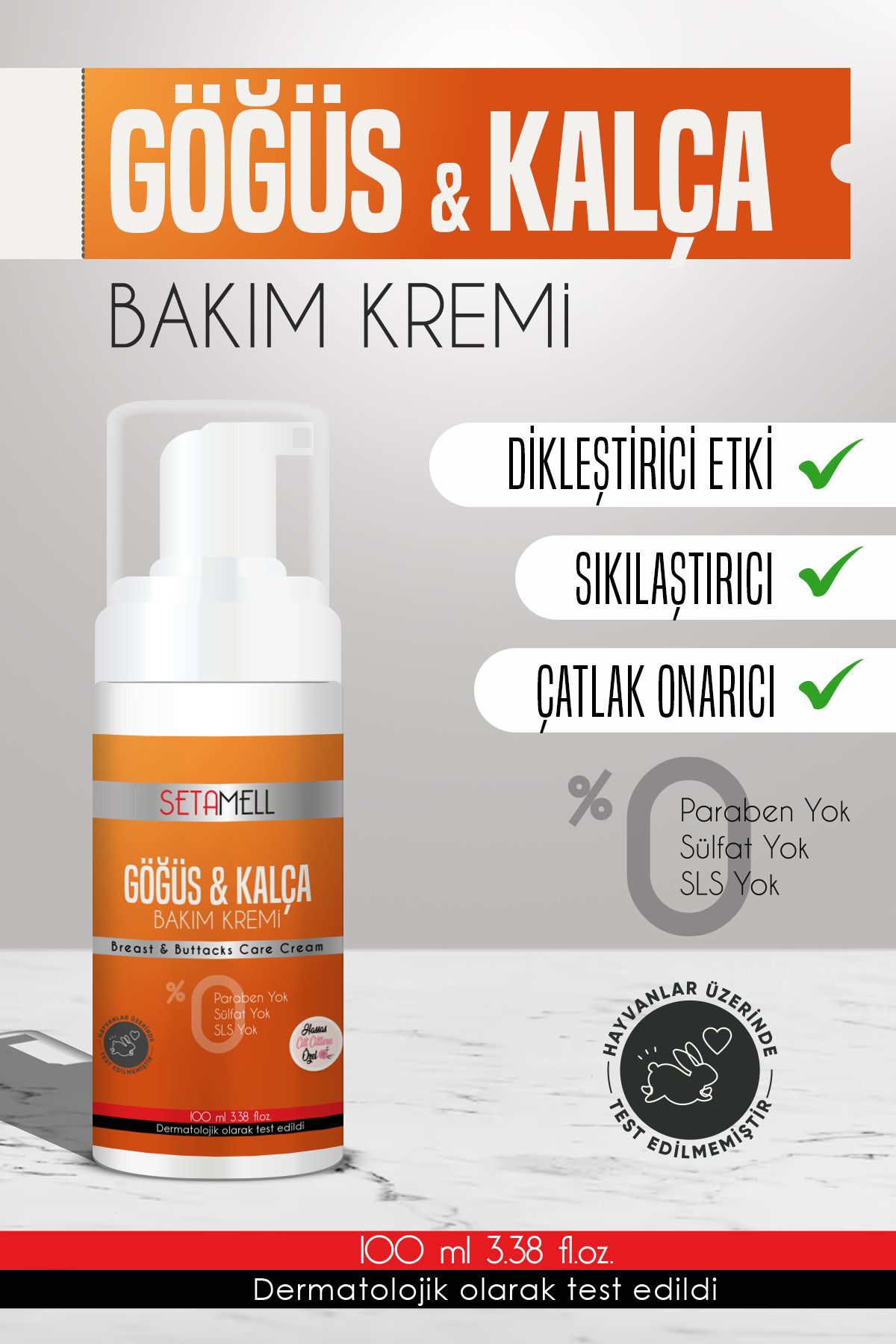 Göğüs Ve Kalça Şekillendirici, Dolgunlaştırıcı, Çatlak Giderici, Sıkılaştırıcı Krem 100 ml