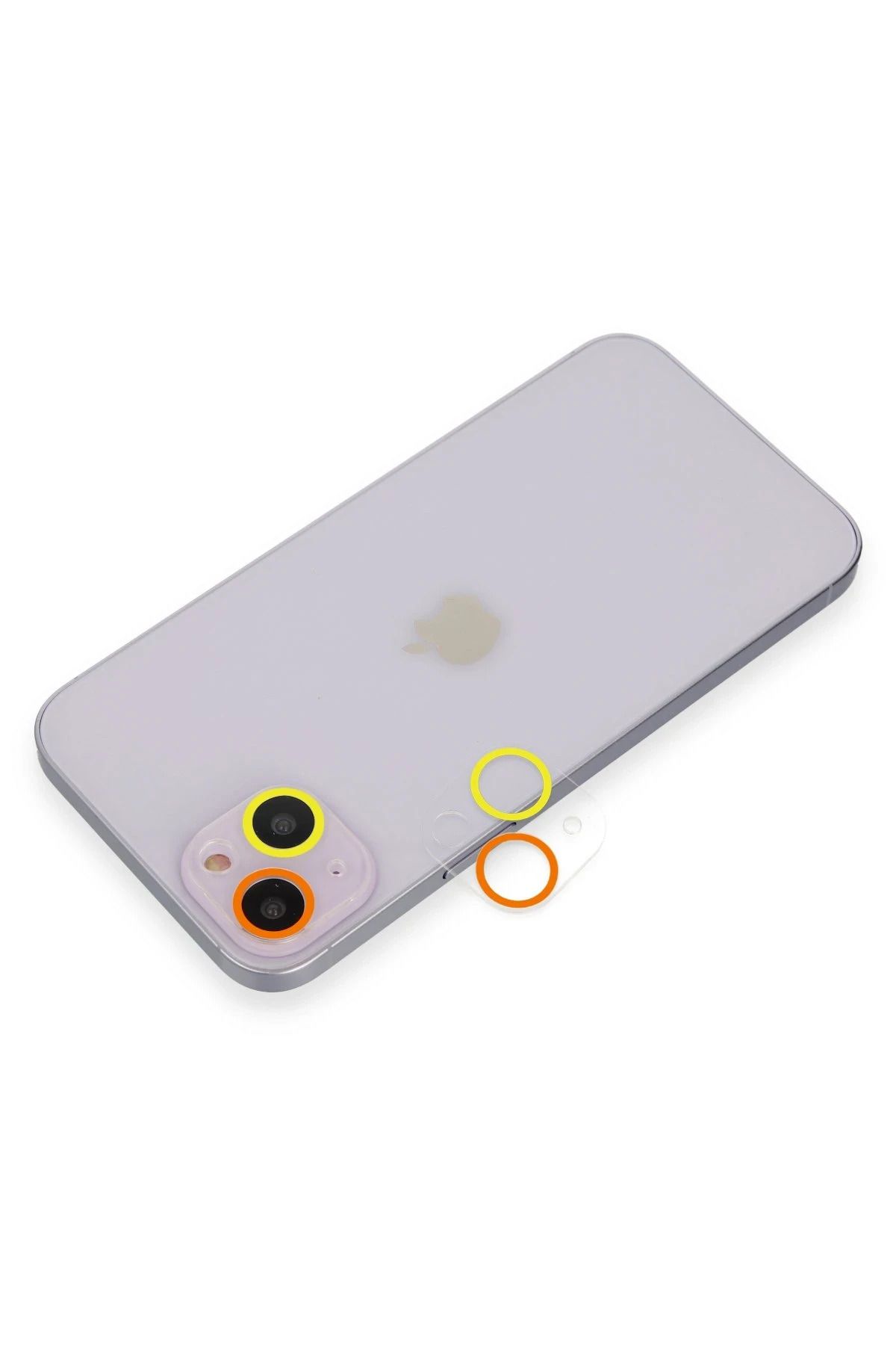 NewFace iPhone 13 Mini Renkli Kamera Lens Koruma Cam - Sarı-Turuncu FERRG