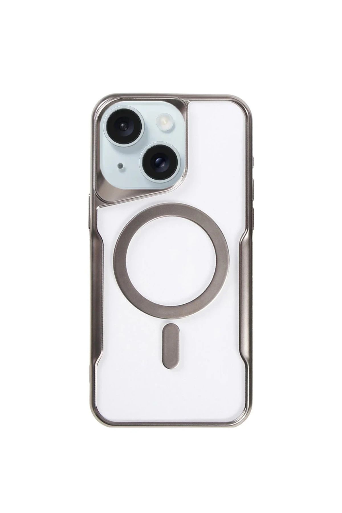 NewFace iPhone 15 Plus Kılıf Boyi Magsafe Silikon Kapak - Titan Gri INSLM