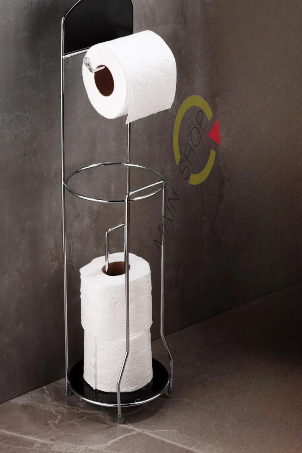 MAİN SHOP Kristal Ömür Boyu Paslanmaz Tuvalet Kağıtlığı Yuvarlak Ayaklı Wc Kağıtlı Yedek Kağıt Hazneli WC-01