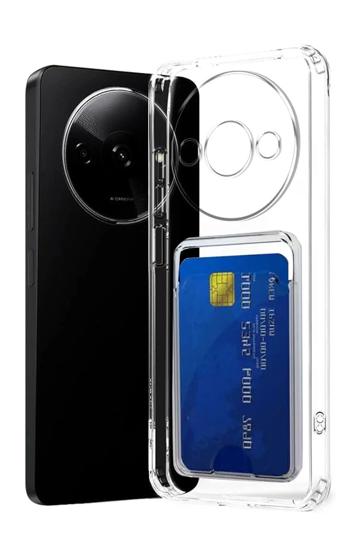 NewFace Xiaomi Redmi A3 4G Kılıf Kart Şeffaf Silikon - Şeffaf BSTMY