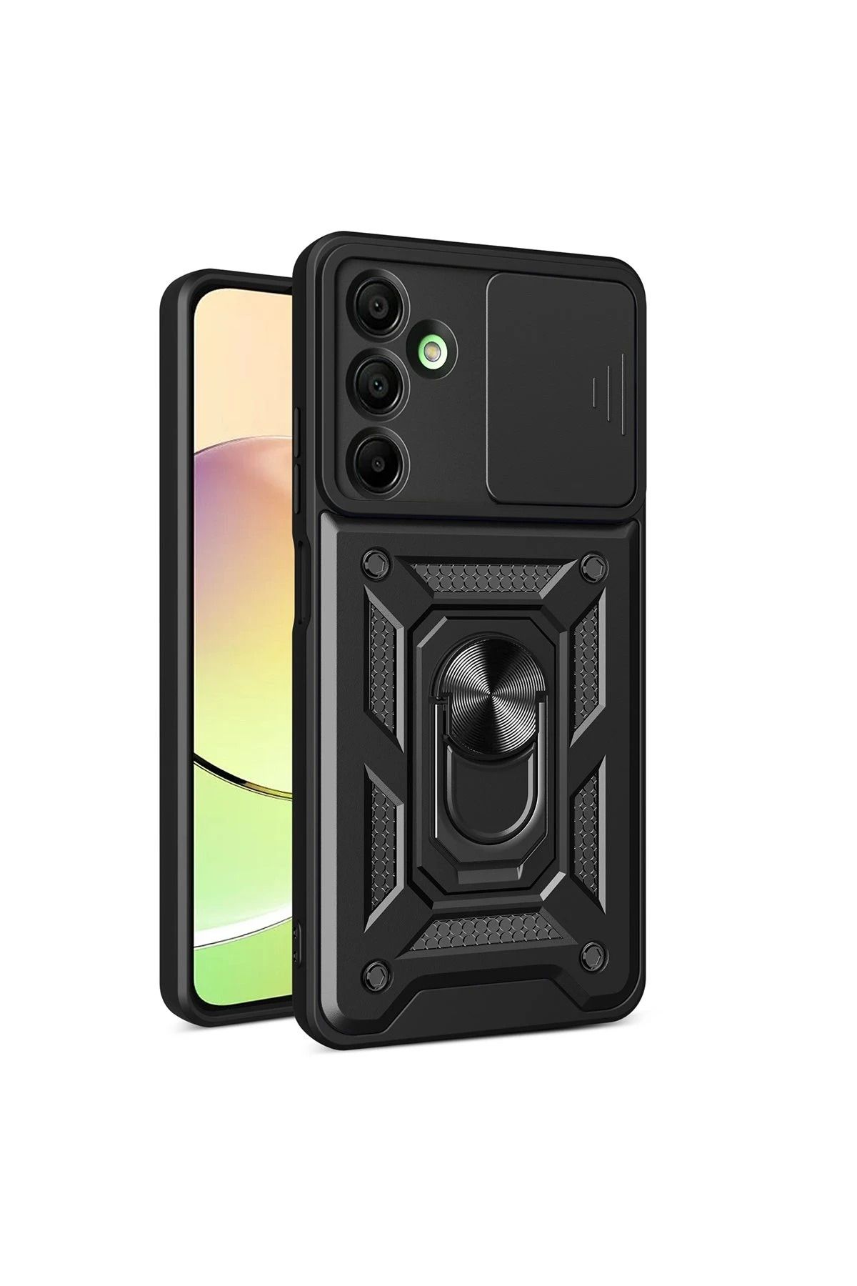 NewFace Samsung Galaxy A16 5G Kılıf Pars Lens Yüzüklü Silikon - Siyah YNSMR