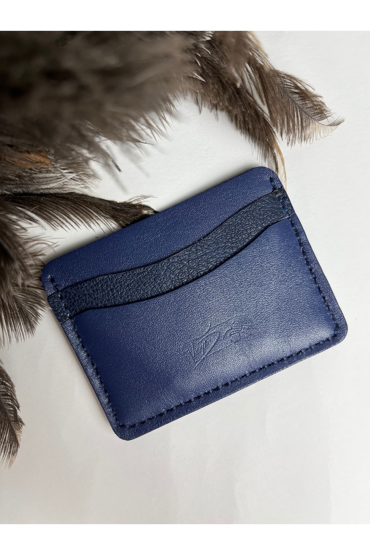 TROYDER Hakiki Deri Unisex Kartlık Lacivert Renk