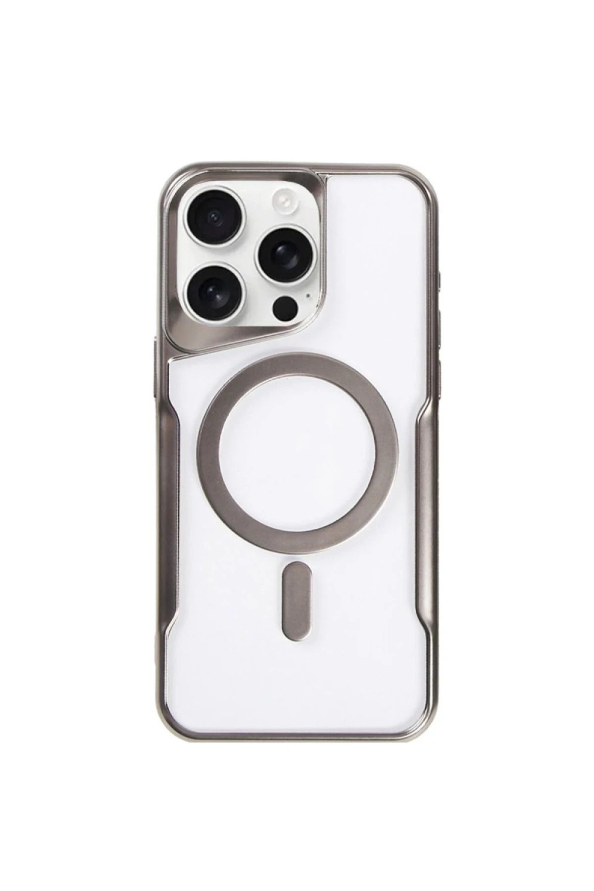 NewFace iPhone 14 Pro Kılıf Boyi Magsafe Silikon Kapak - Titan Gri BSTMY