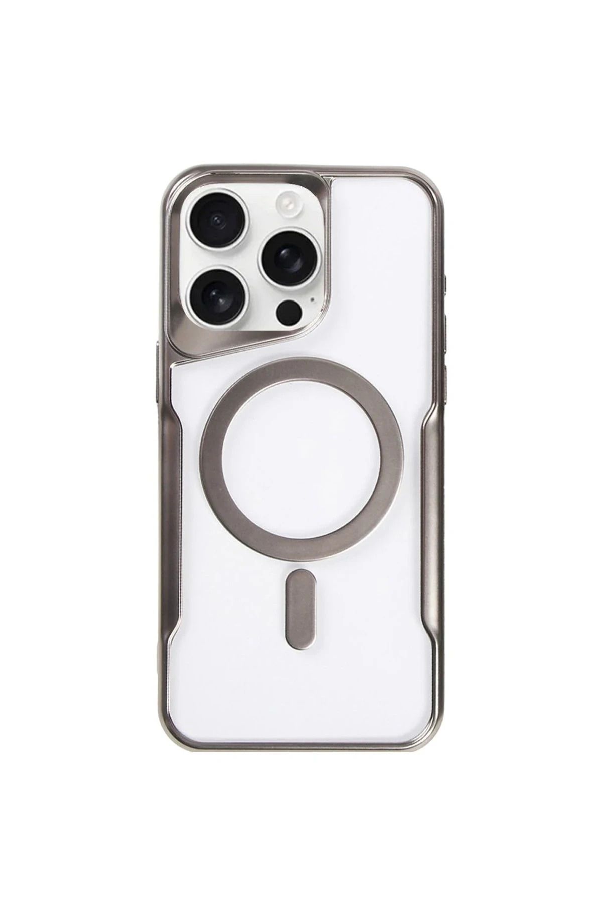 NewFace iPhone 14 Pro Max Kılıf Boyi Magsafe Silikon Kapak - Titan Gri BSTMY