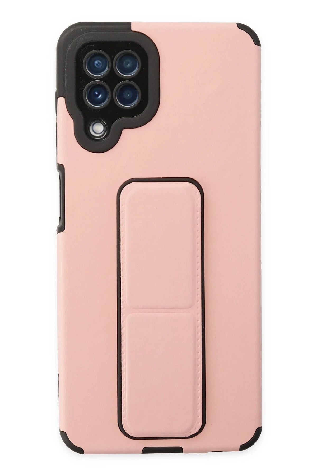NewFace Samsung Galaxy A22 Kılıf Mega Standlı Silikon - Pudra FERRG