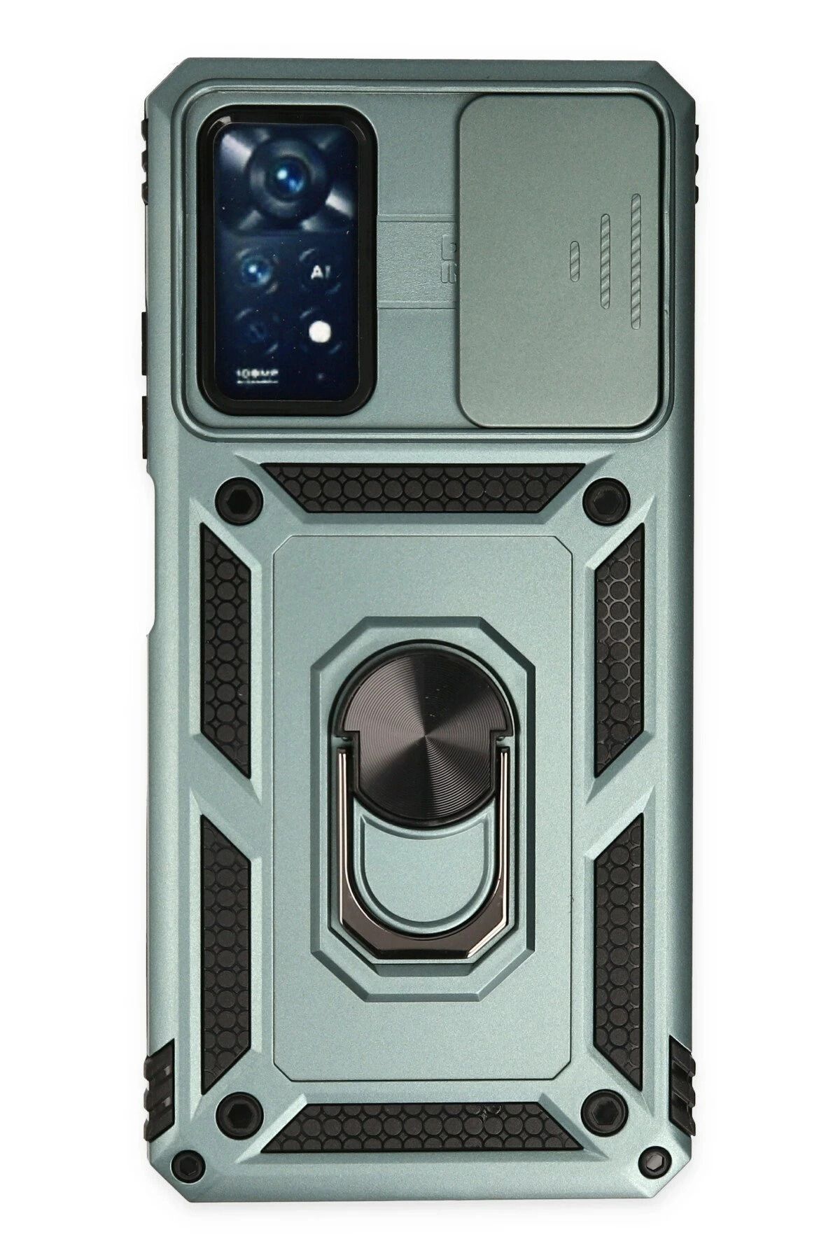 NewFace Xiaomi Redmi Note 11 Pro Kılıf Pars Lens Yüzüklü Silikon - Yeşil BSTMY