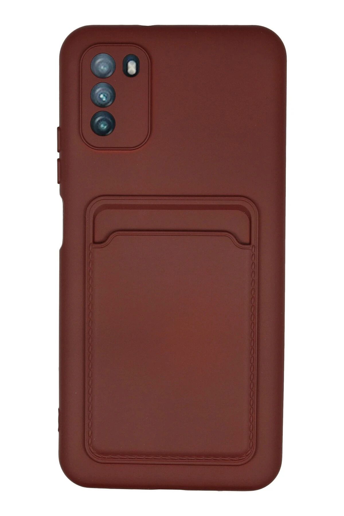 NewFace Xiaomi Pocophone M3 Kılıf Kelvin Kartvizitli Silikon - Bordo NRMSA