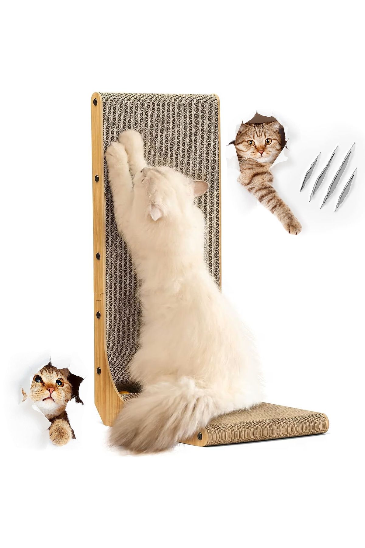 Fish & Paws Ansamblu Zgâriat Fish & Paws , Tip L, Jucărie Interactivă, Carton Durabil, Orizontal/vertical, Maro - One Size