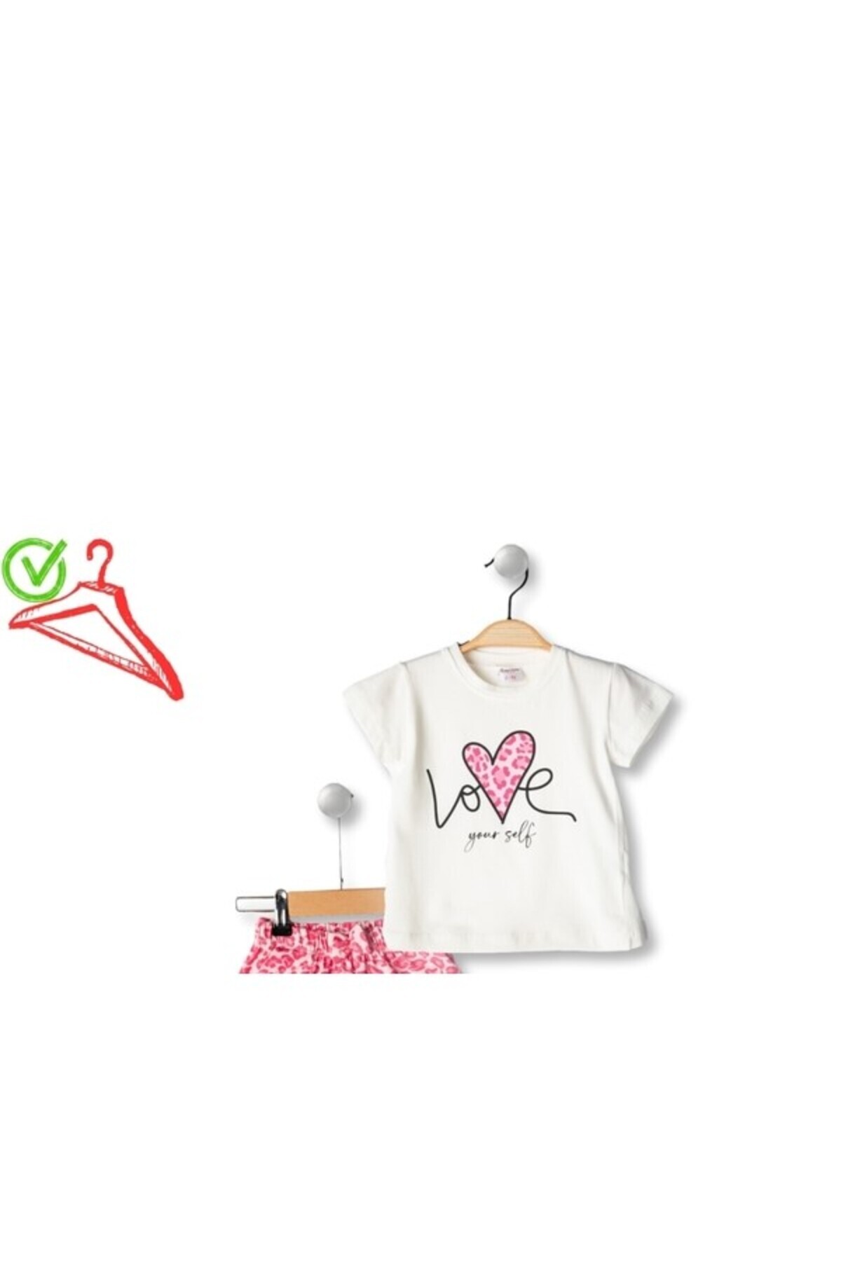 Atabay Kids-ATABAY 213-04-25 بدلة بناتي مع شورت أحب نفسك مطبوع 1/5 سنة 3