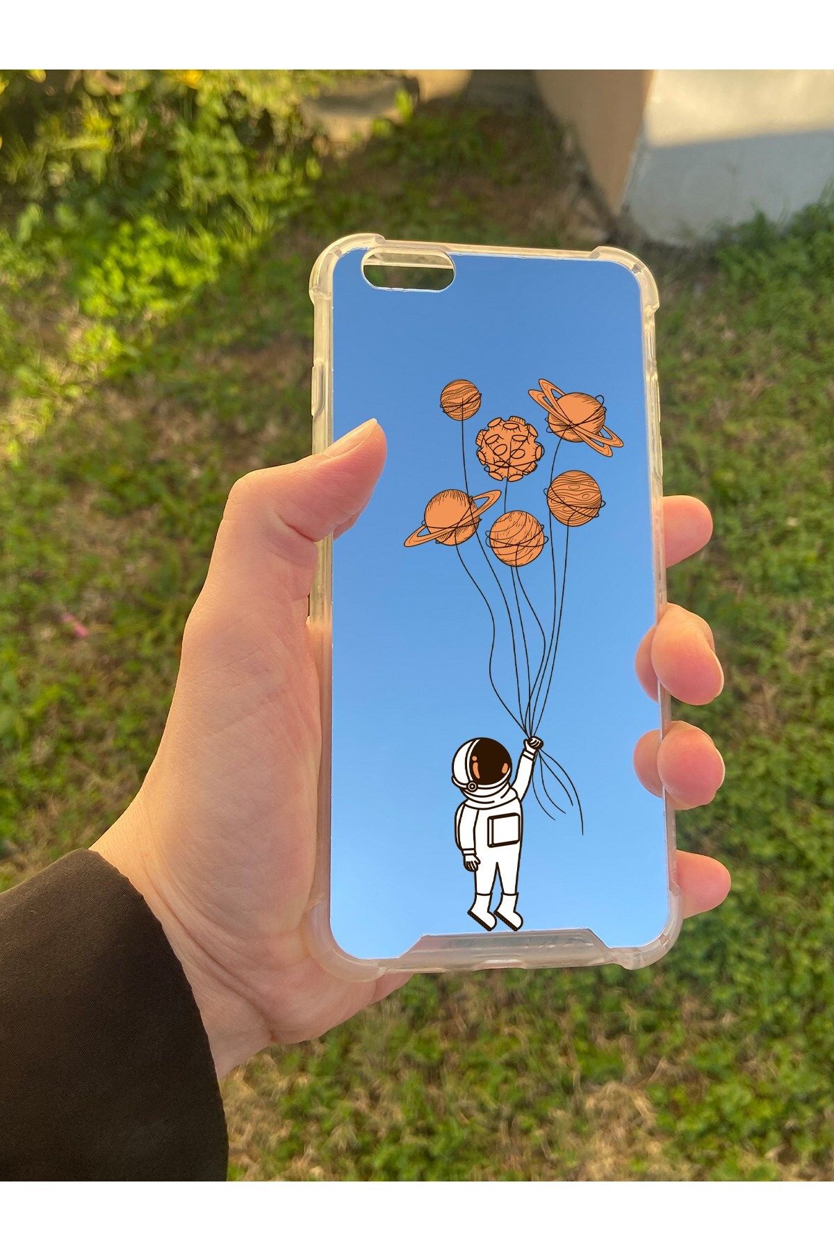 MBB ETİCARET İphone 6 Plus Uyumlu Aynalı Asrtonot Desenli Darbe Kamera Korumalı Silikon Telefon Kılıfı