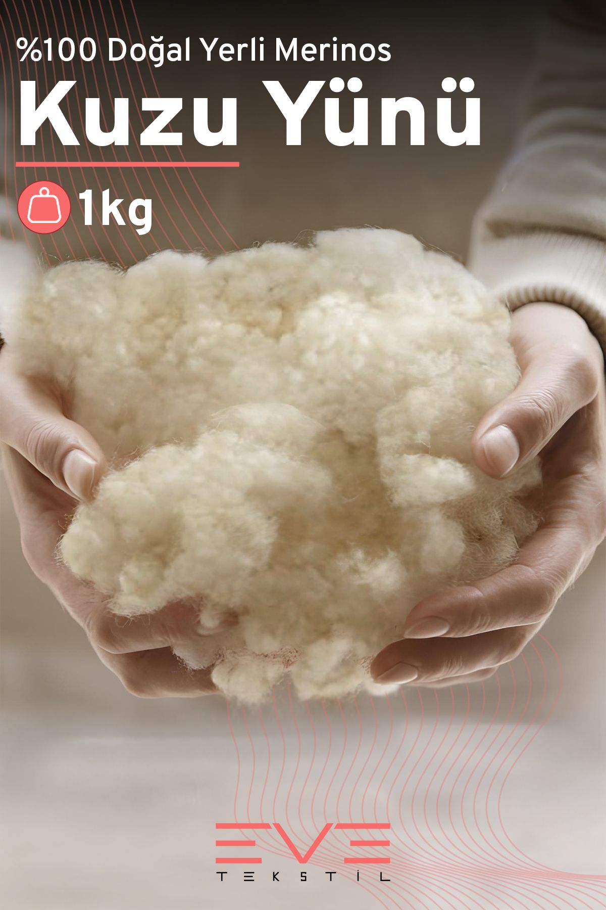 Eve Tekstil %100 Doğal Merinos Kuzu Yünü 1 Kg