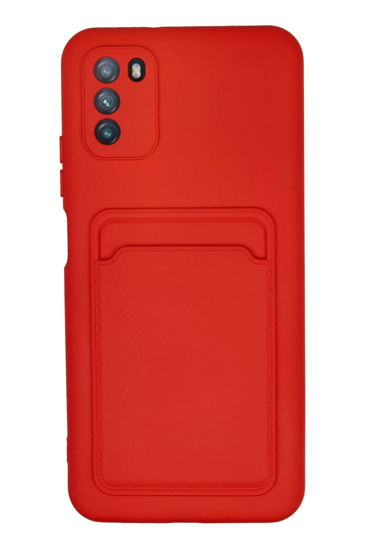 NewFace Xiaomi Pocophone M3 Kılıf Kelvin Kartvizitli Silikon - Kırmızı YNSMR