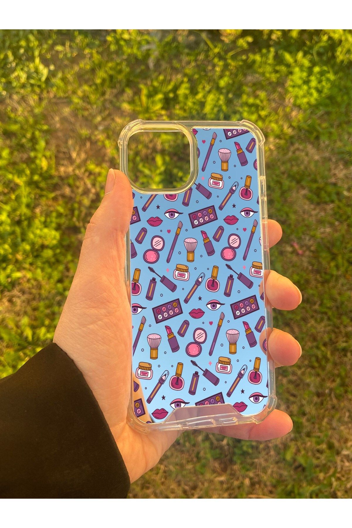 blueb İphone 13 Uyumlu Aynalı Makyaj Desenli Darbe Kamera Korumalı Silikon Telefon Kılıfı