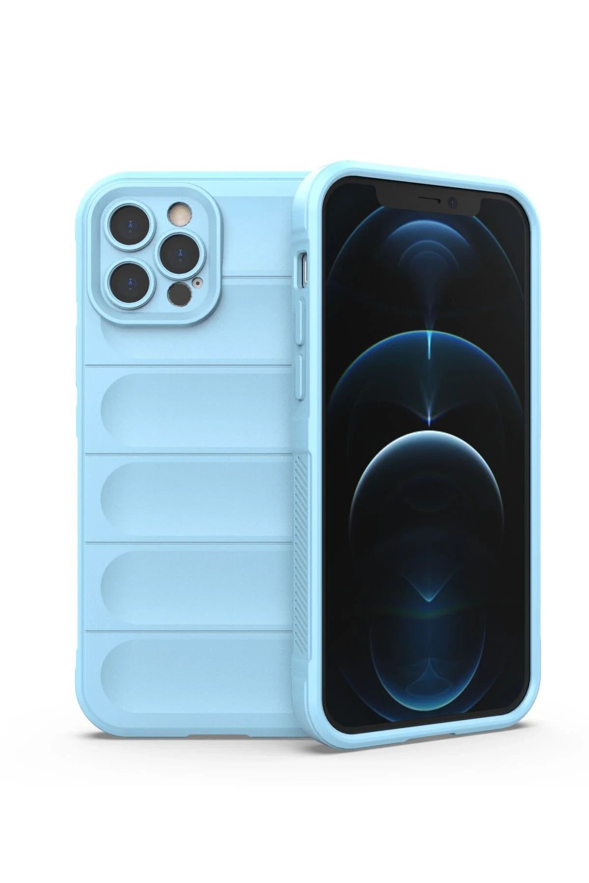 NewFace iPhone 12 Pro uyumlu Kılıf Optimum Silikon - Sky Blue HNZRN