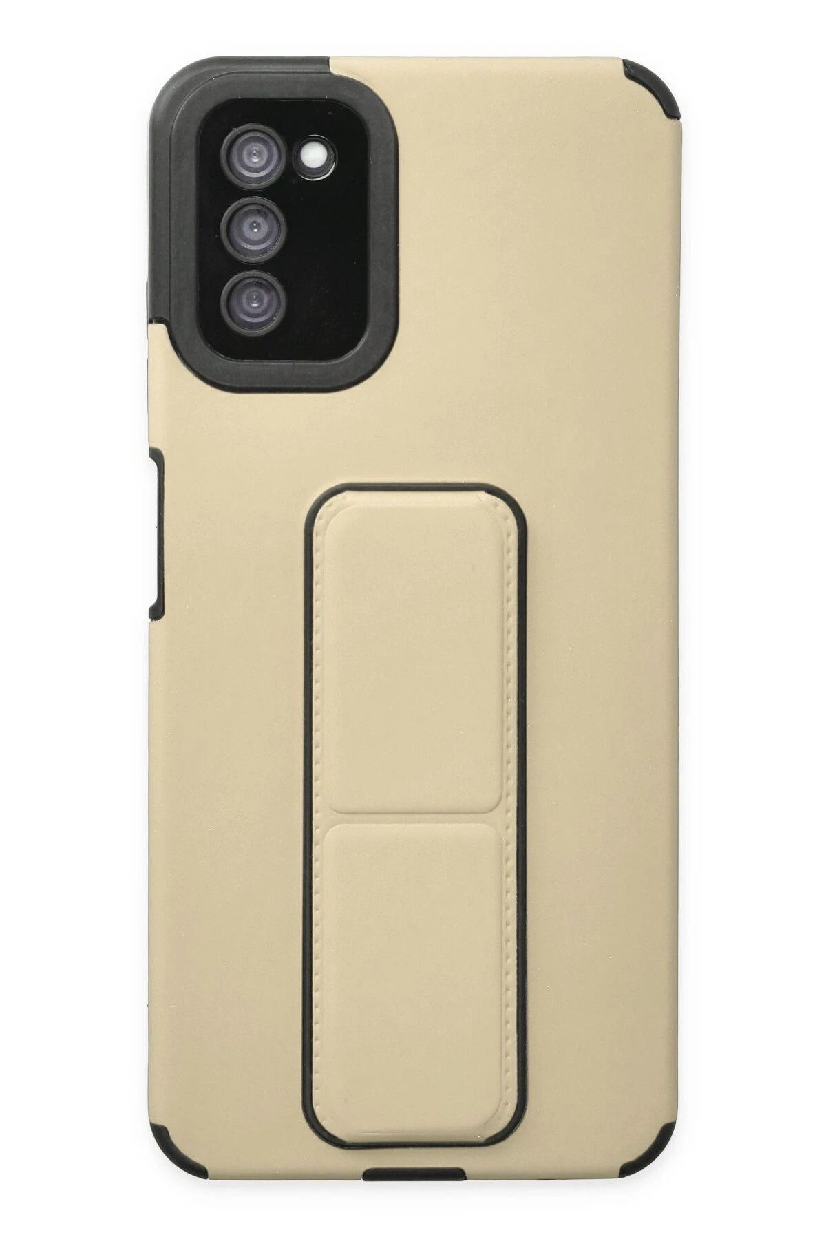 NewFace Samsung Galaxy A03S Kılıf Mega Standlı Silikon - Gold FERRG