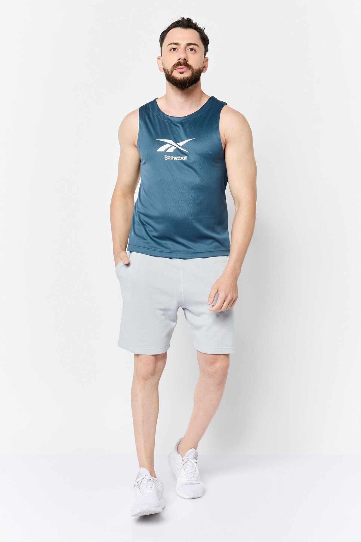 Reebok-Men Sportswear Fit Sleeveless Training Vest, Blue 4