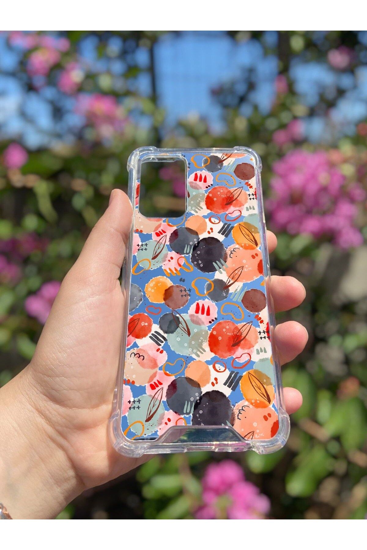 MBB ETİCARET Oppo A54 Uyumlu Aynalı Renkli Daire Desenli Darbe Kamera Korumalı Silikon Telefon Kılıfı