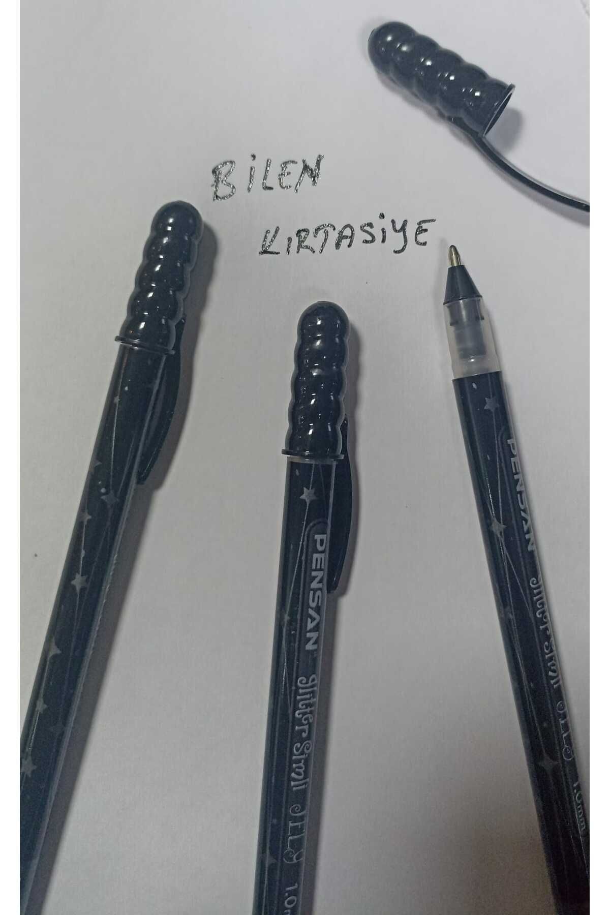 Bilen Kırtasiye SİYAH JELY GLITTER SİMLİ JEL KALEM 3'LÜ
