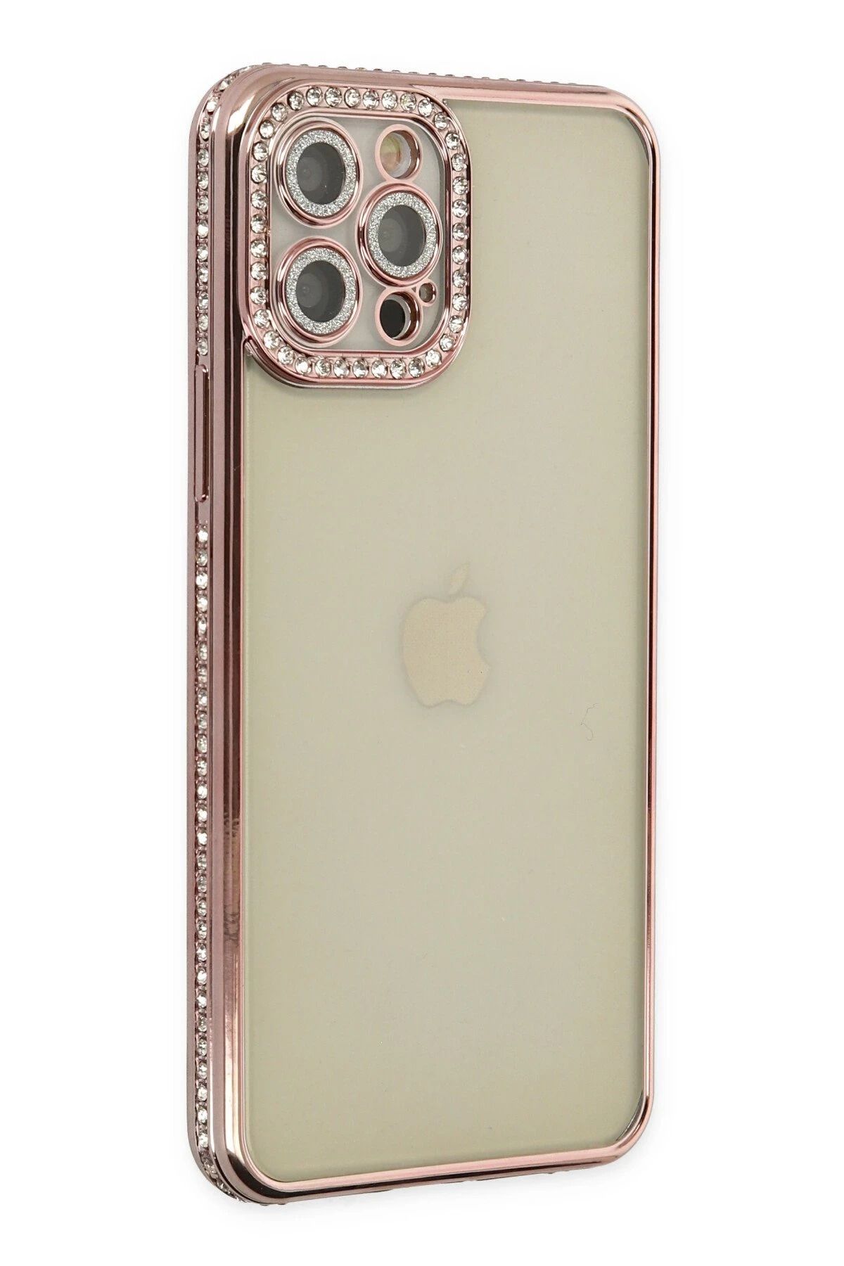 NewFace iPhone 12 Pro Kılıf Joke Taşlı Silikon - Pembe FERRG