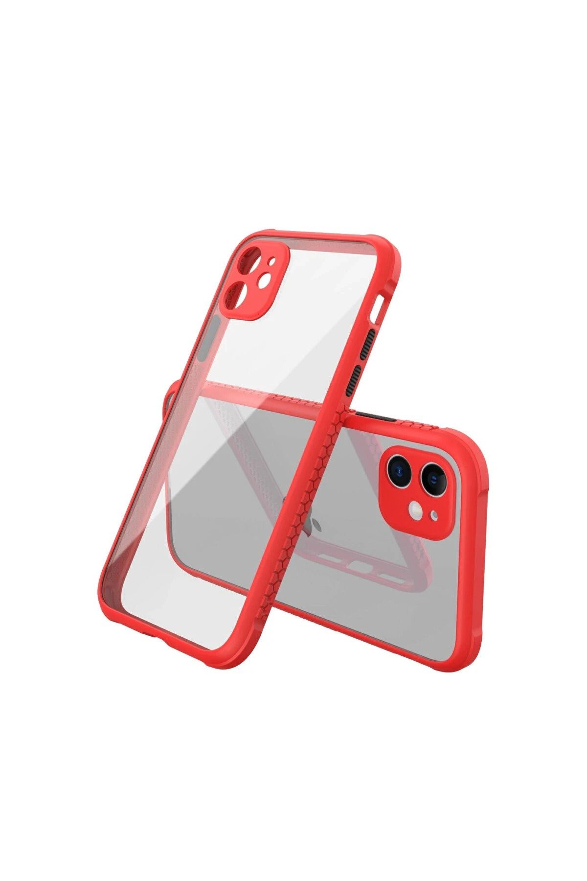 NewFace iPhone 12 Mini Kılıf Miami Şeffaf Silikon - Kırmızı YNSMR