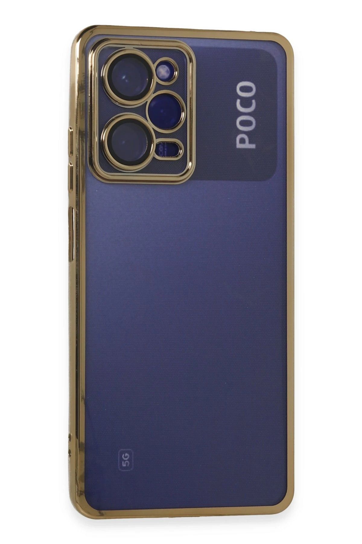 NewFace Xiaomi Poco X5 Pro 5G Kılıf Lensli Silikon - Gold JOJUA