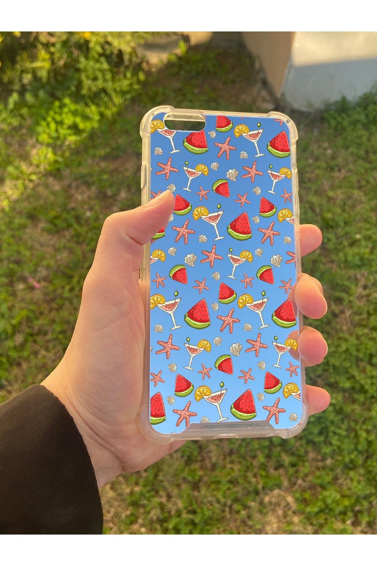 MBB ETİCARET İphone 6 Plus Uyumlu Aynalı Karpuz Desenli Darbe Kamera Korumalı Silikon Telefon Kılıfı