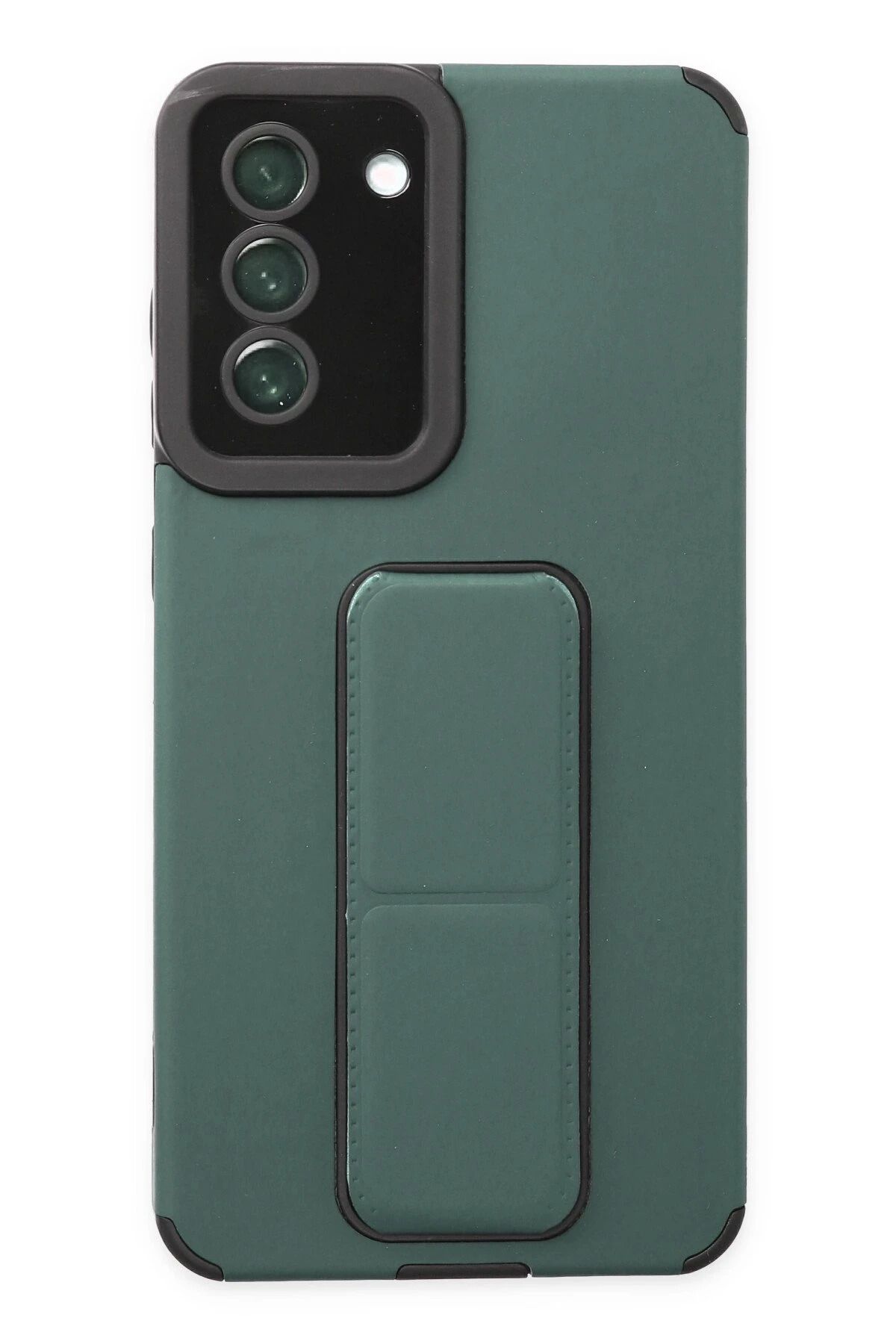 NewFace Samsung Galaxy S21 FE Kılıf Mega Standlı Silikon - Yeşil FERRG