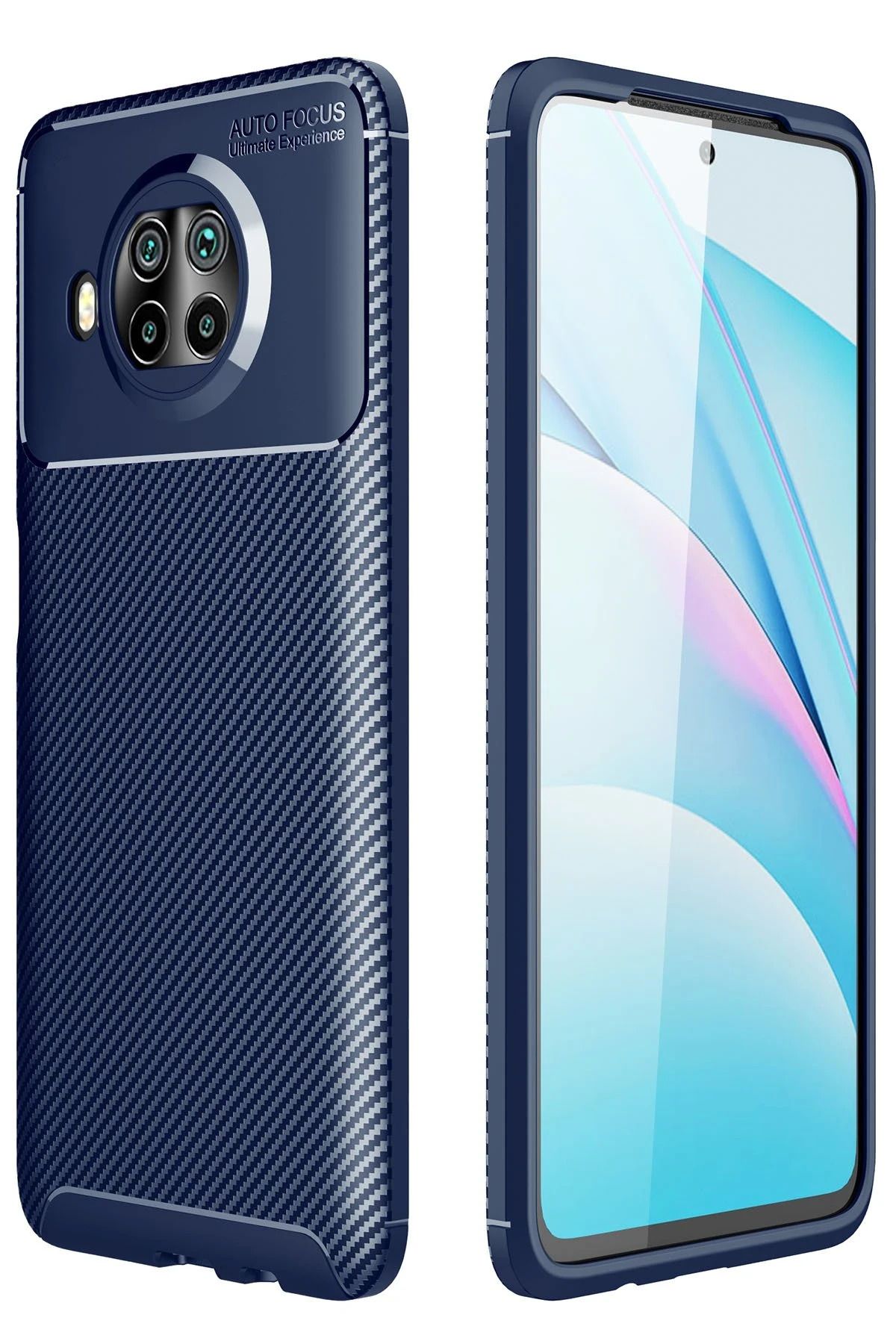 NewFace Xiaomi Mi 10T Lite Kılıf Auto Focus Karbon Kapak - Lacivert NRMSA