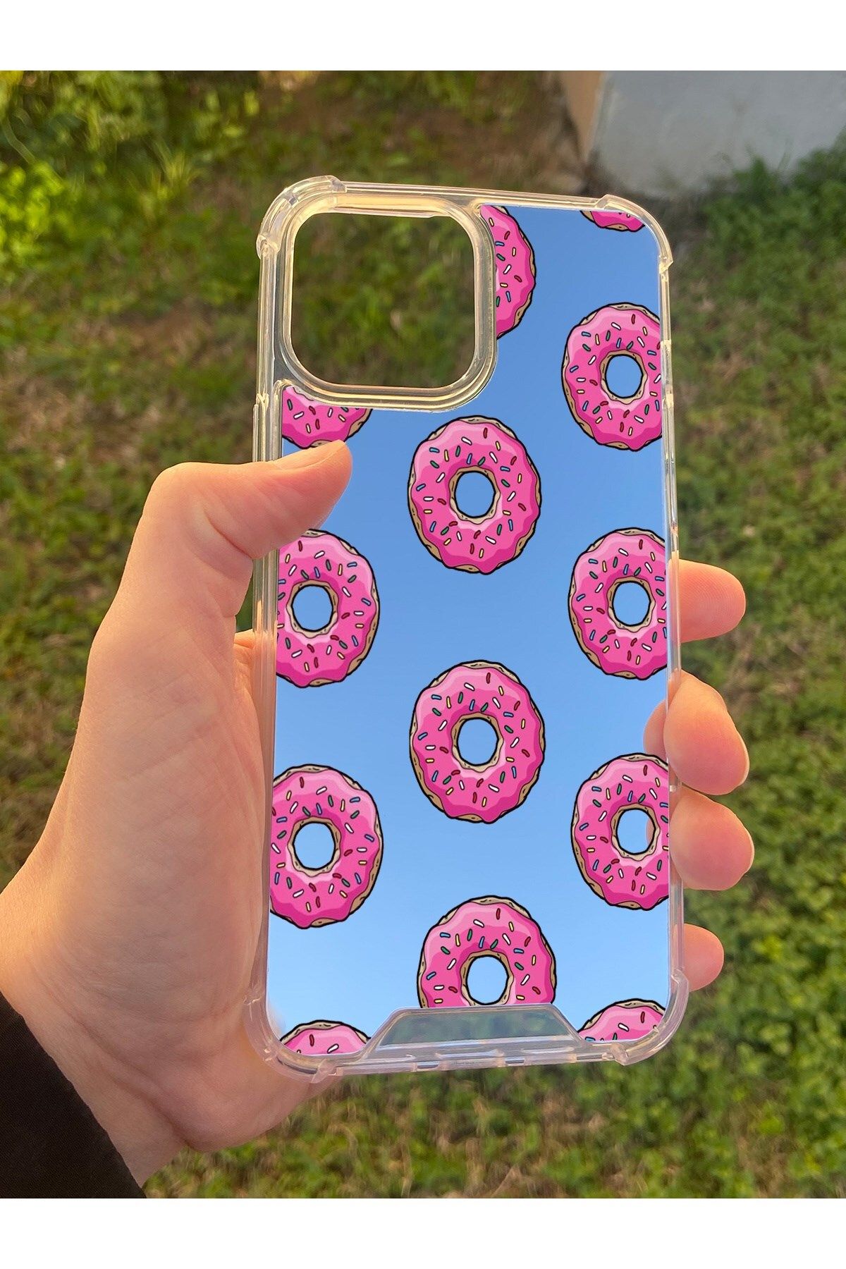 blueb İphone 14 Pro Max Uyumlu Aynalı Donut Desenli Darbe Kamera Korumalı Silikon Telefon Kılıfı