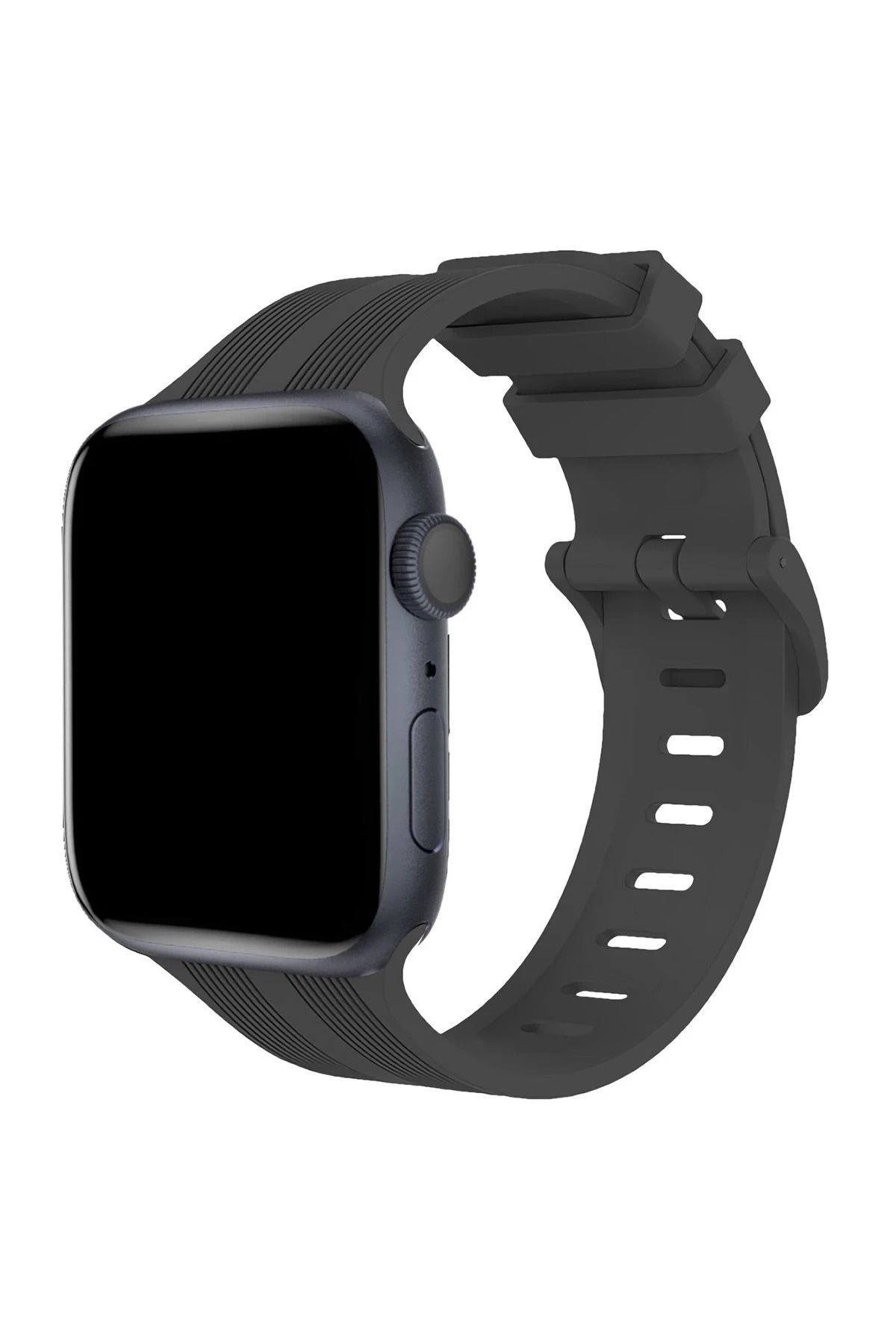 NewFace Apple Watch 38mm KR408 Çizgili Silikon Kordon - Koyu Gri INSLM