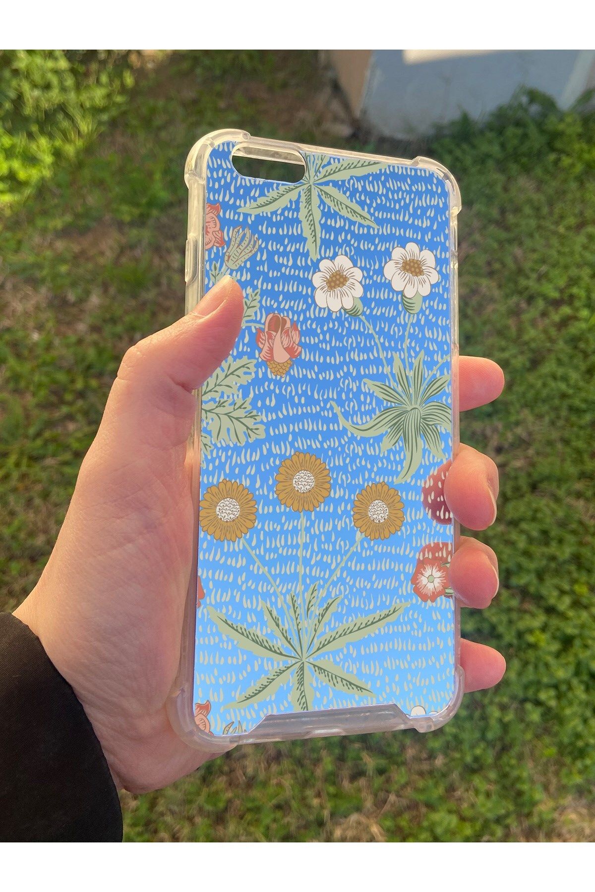 blueb İphone 6 Plus Uyumlu Aynalı Çiçek Desenli Darbe Kamera Korumalı Silikon Telefon Kılıfı