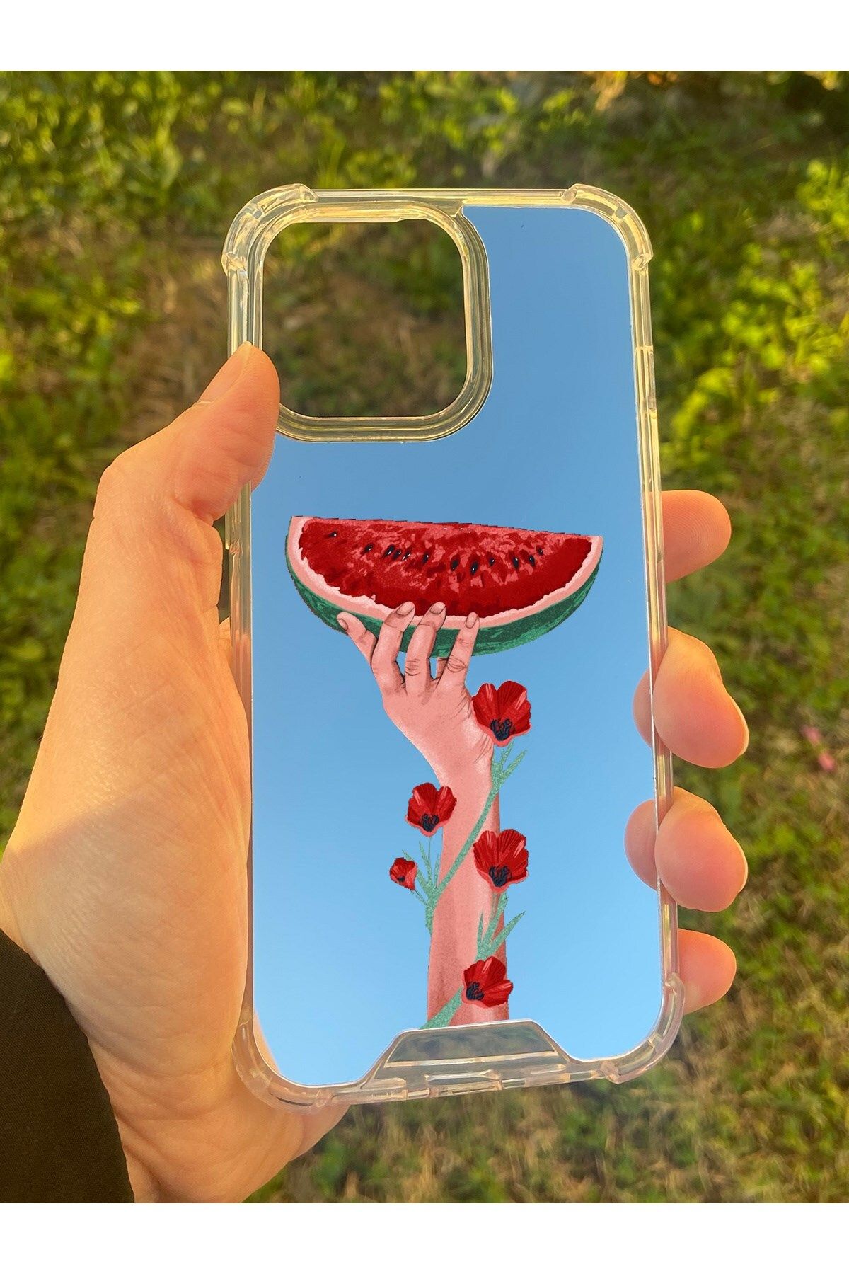blueb İphone 13 Pro Uyumlu Aynalı Filistin Desenli Darbe Kamera Korumalı Silikon Telefon Kılıfı