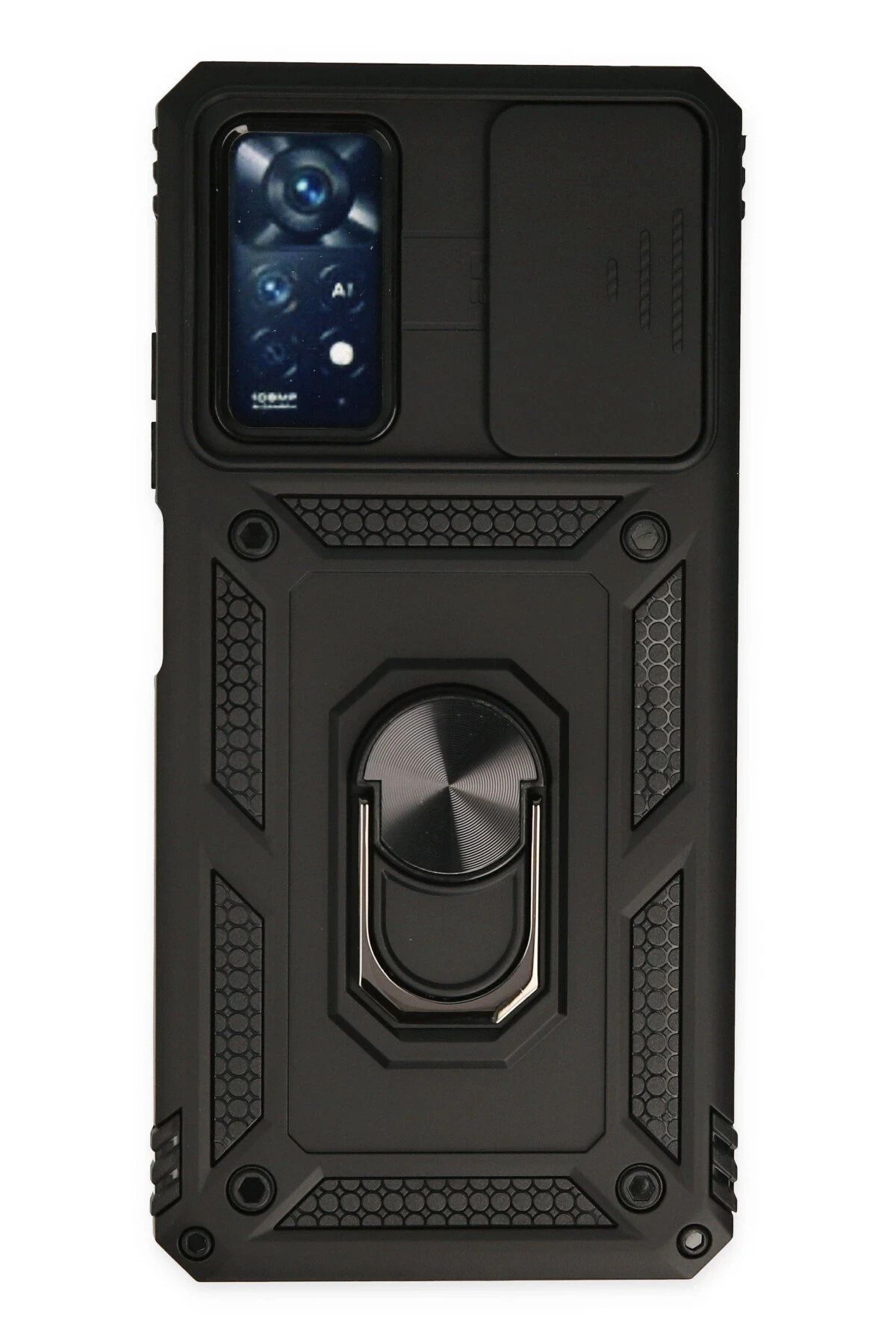 NewFace Xiaomi Redmi Note 11 Pro Kılıf Pars Lens Yüzüklü Silikon - Siyah YNSMR