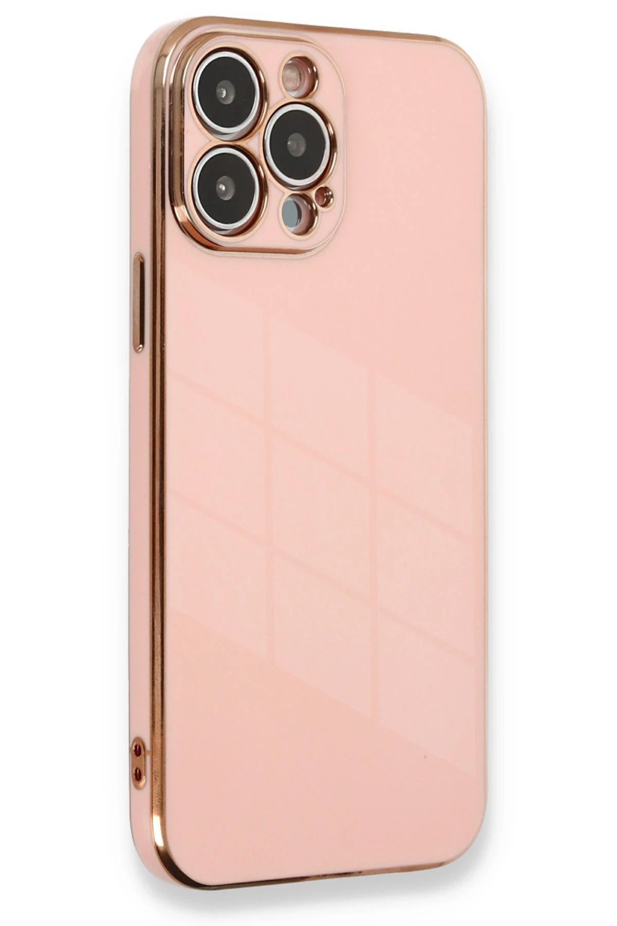 NewFace iPhone 13 Pro Max Kılıf Volet Silikon - Pembe YNSMR