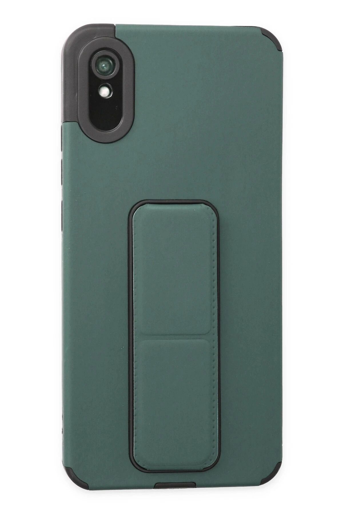 NewFace Xiaomi Redmi 9A Kılıf Mega Standlı Silikon - Yeşil FERRG