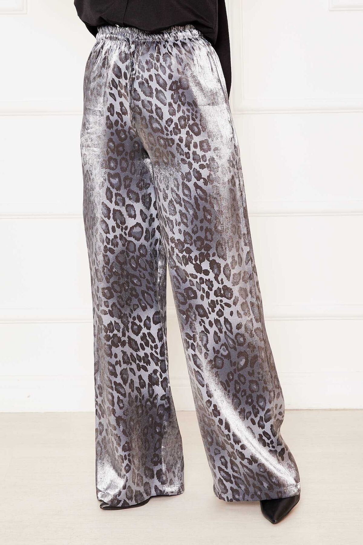 EBRUTESETTÜR-Leopard Patterned Viscose Trousers with Elastic Waist 4