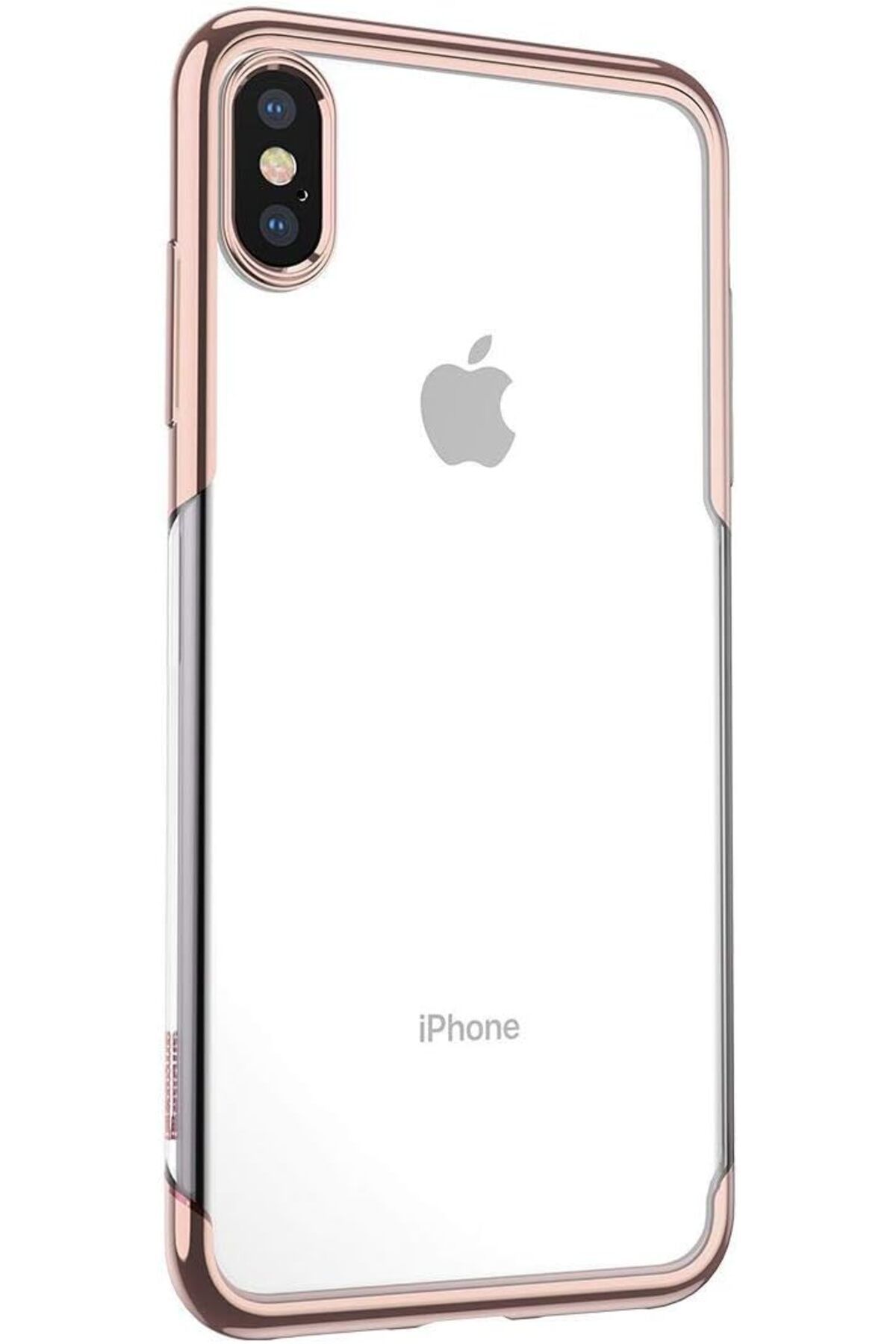 STOREMAX OZN iPhone XS Max ile Uyumlu 6.5 Dört Köşeli Lazer Rose Gold Cep Telefonu Kılıfı OZNstre 10946