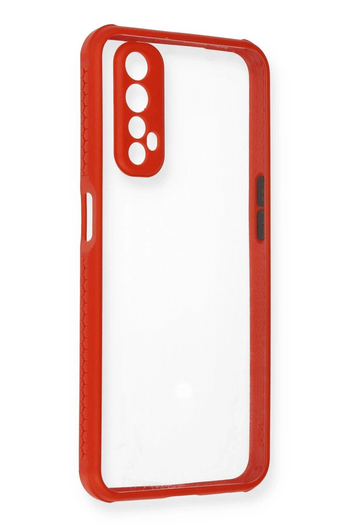 NewFace Realme 7 Kılıf Miami Şeffaf Silikon - Kırmızı INSLM