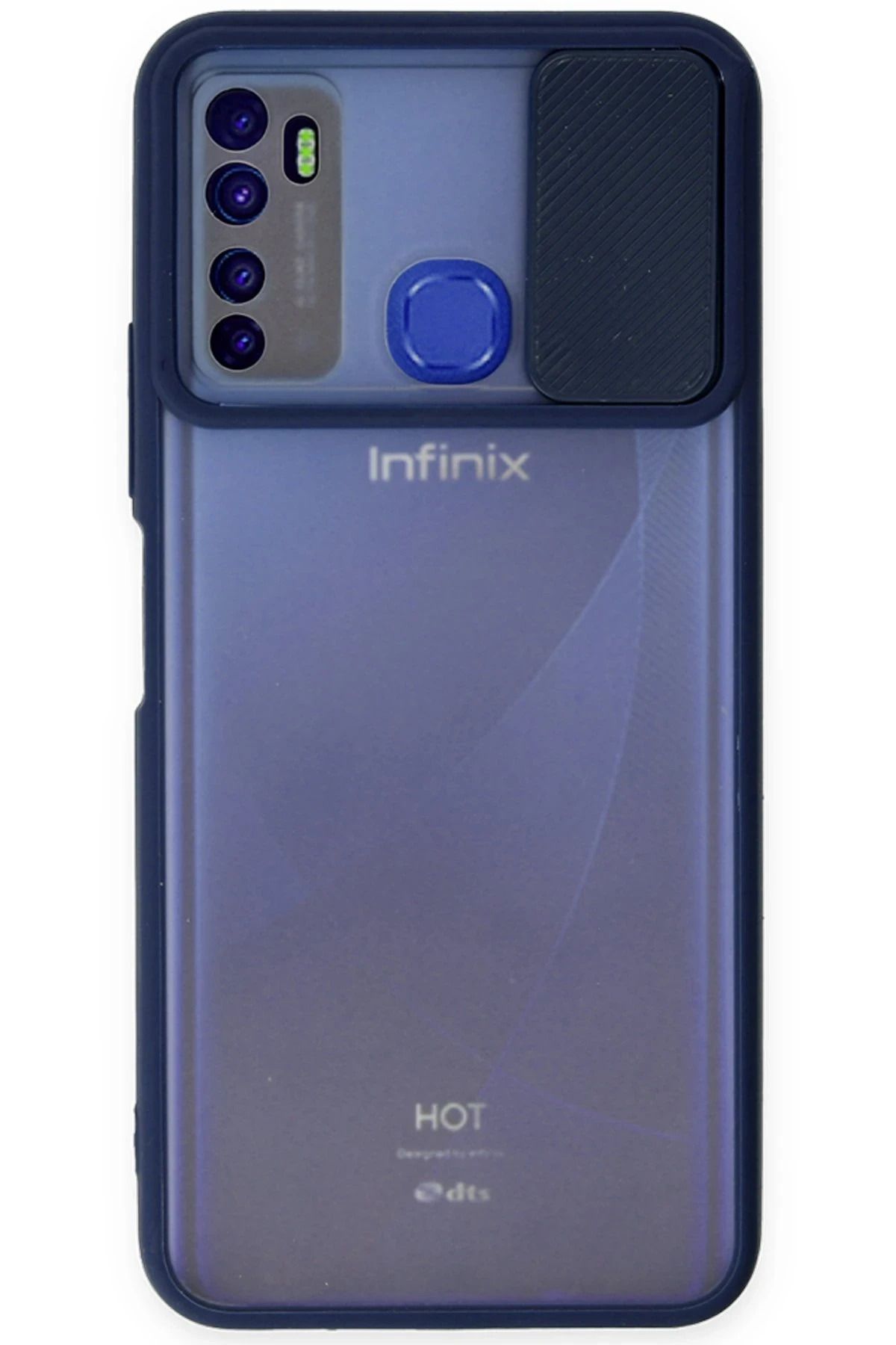 NewFace İnfinix Hot 9 Kılıf Palm Buzlu Kamera Sürgülü Silikon - Lacivert HNZRN