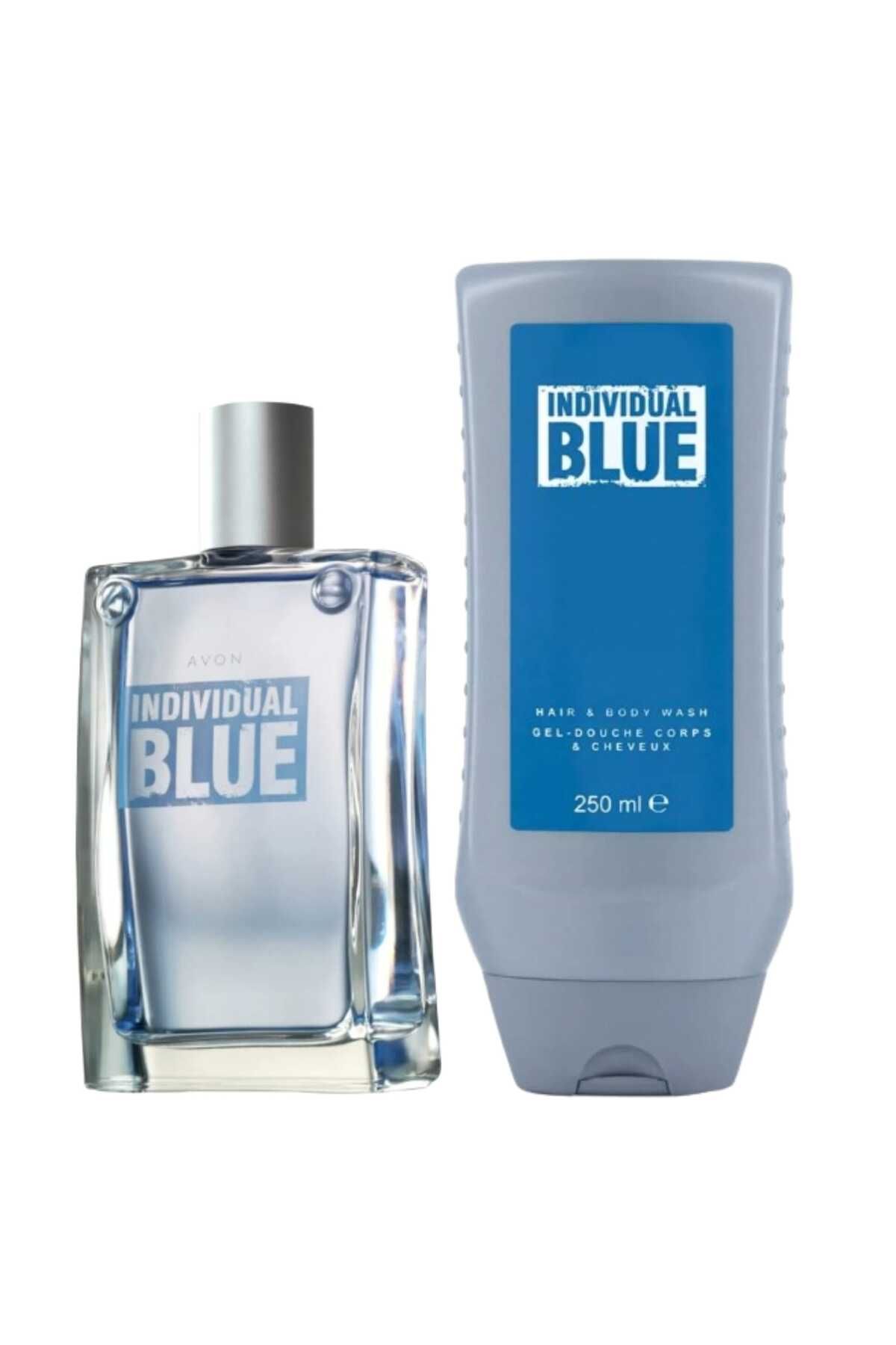 AVON Individual Blue Erkek Parfüm, Saç Vücut Şampuanı Paketi