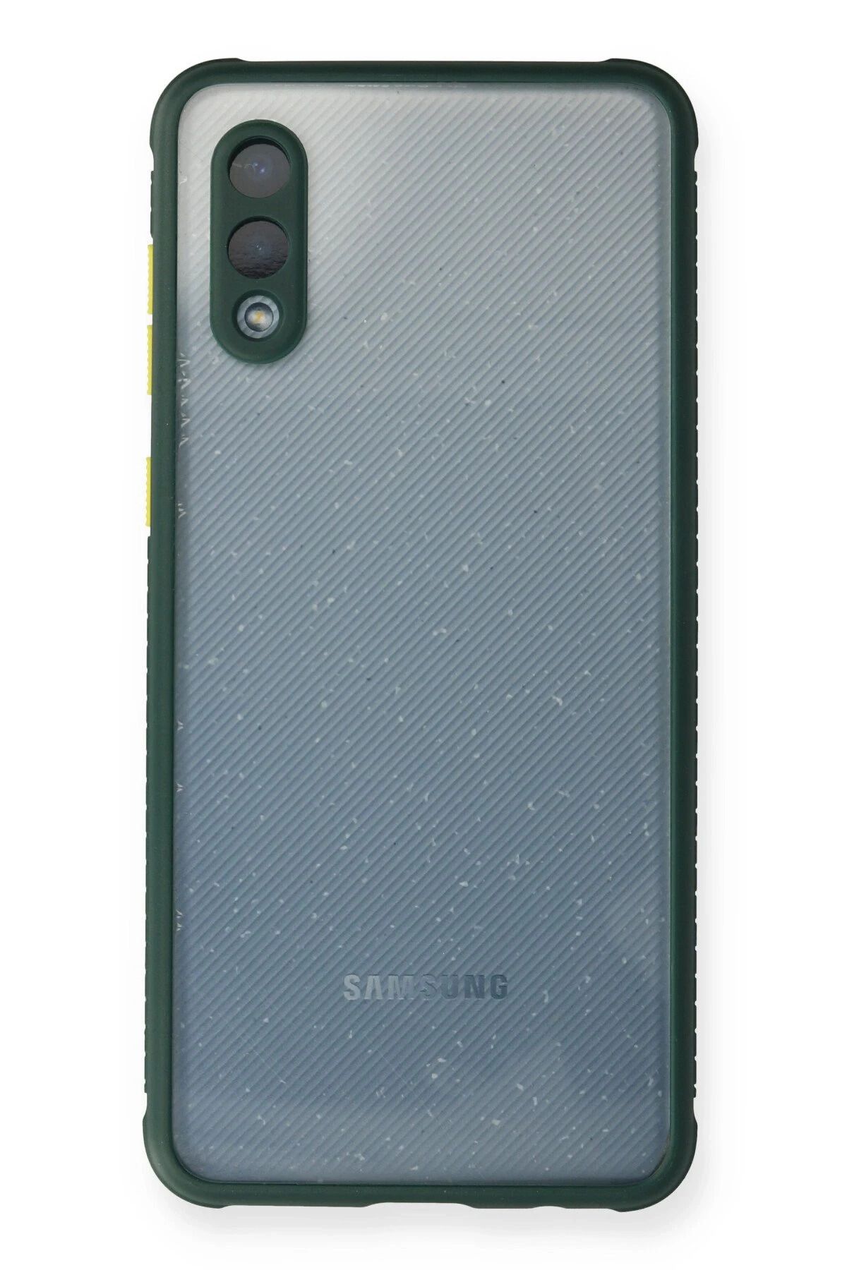 NewFace Samsung Galaxy A02 Kılıf Miami Şeffaf Silikon - Koyu Yeşil FERRG